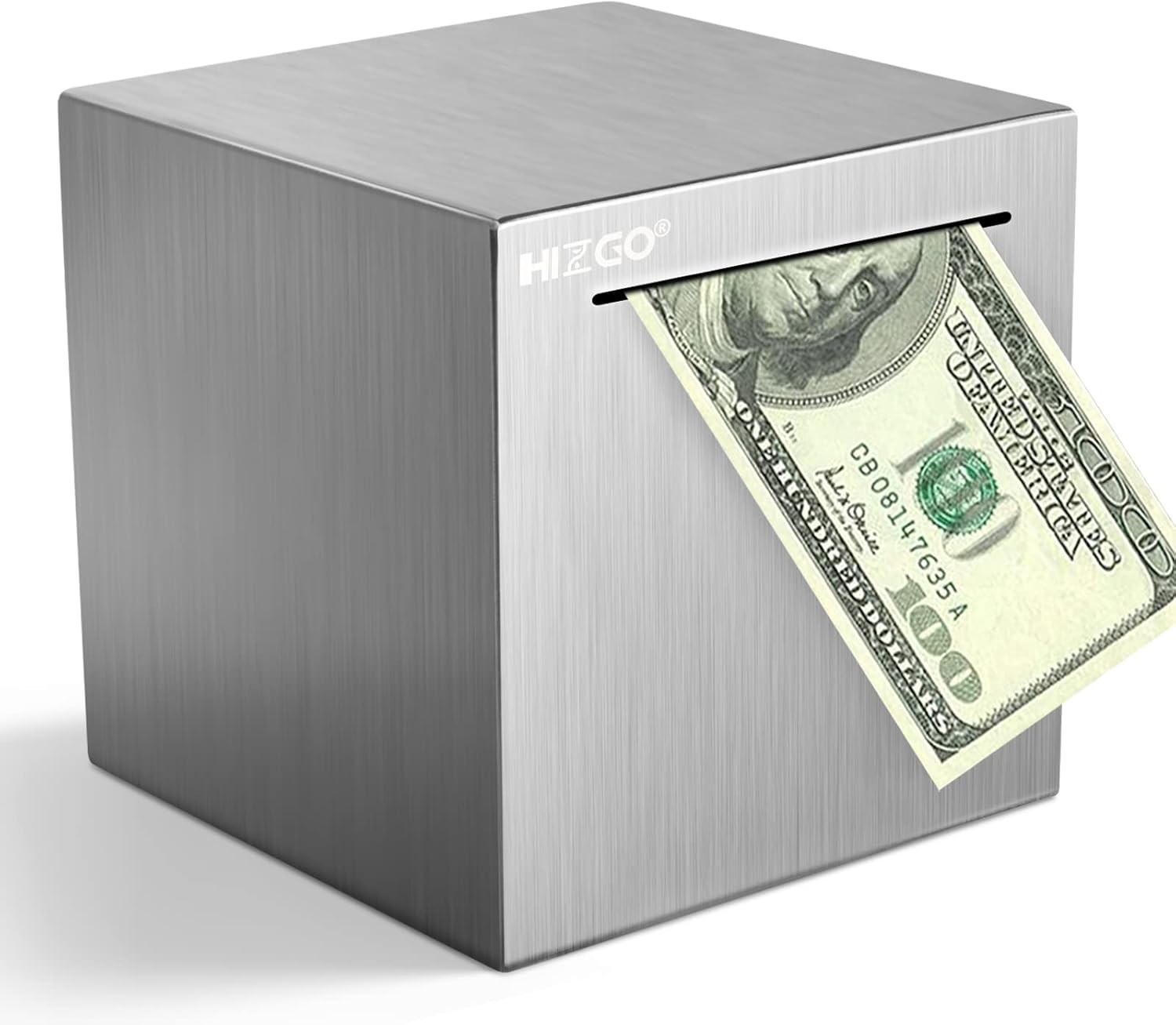 hizgo Piggy Bank for Adults Stainless Steel Savings 4.72 inches, Silver 