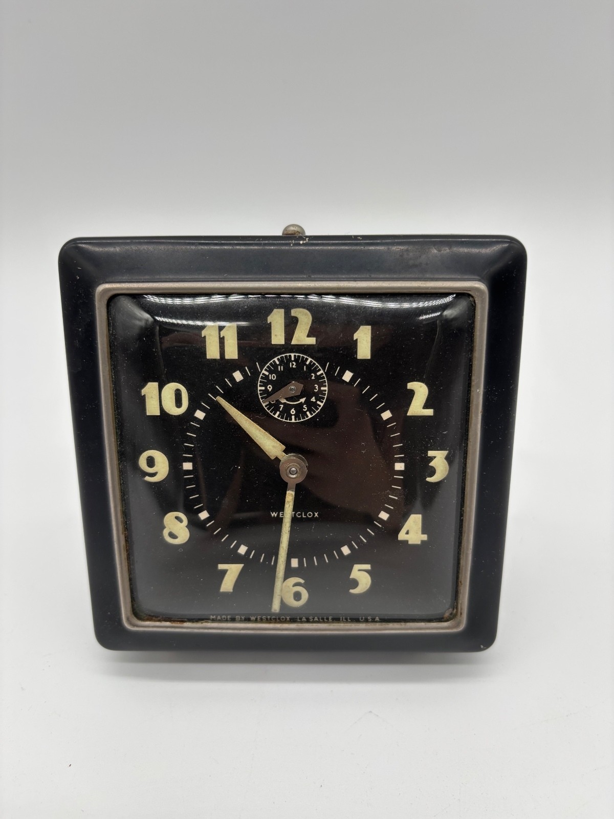 Vintage Westclox Spur Wind-up Alarm Clock Luminous Dial 1938-1958-NICE, working