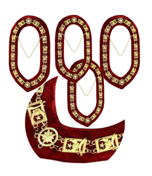 FREEMASON - Masonic Shriners Shriner -chain collar Gold Plated Red Velvet pack 4 FREEMASON - Masonic Shriners Shriner -chain collar Gold Plated Red Velvet pack 4