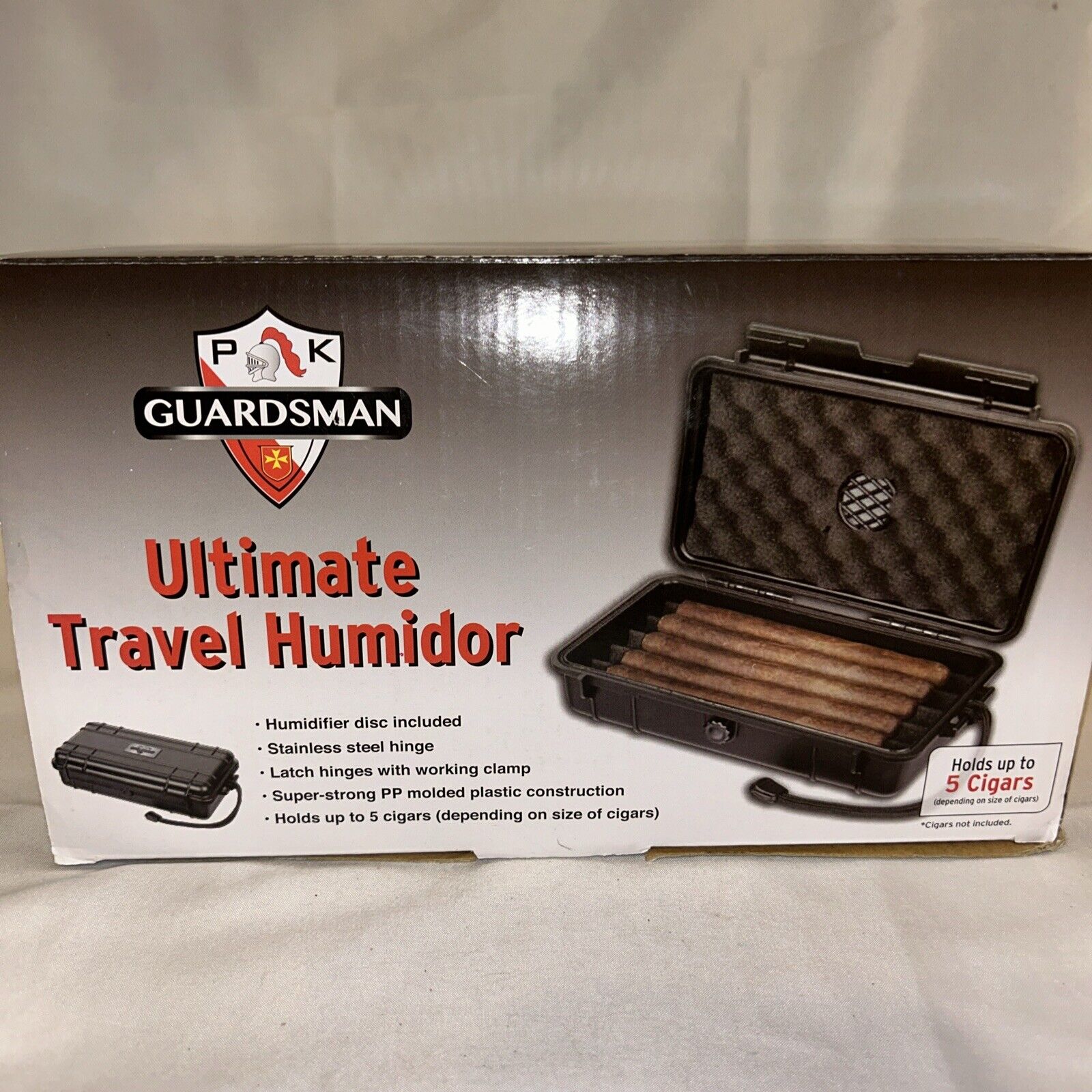 Guardsman Ultimate Travel Cigar Humidor Black Capacity for 5 Cigars New In box