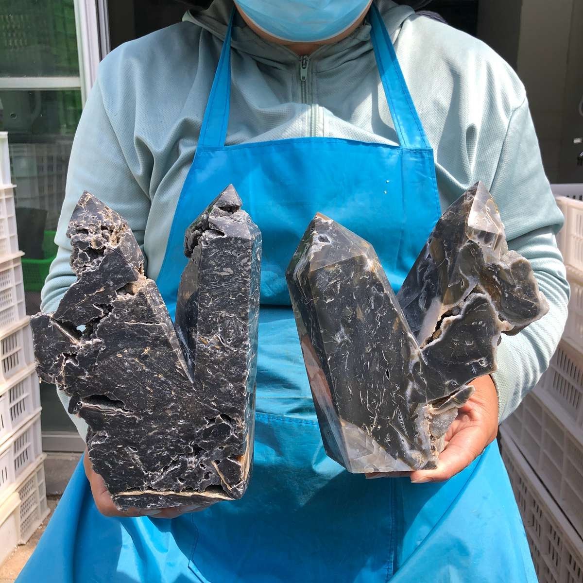 2pcs 7.78 LB Natural Sphalerite Multi‑Point Obelisk Mineral Specimen 5703