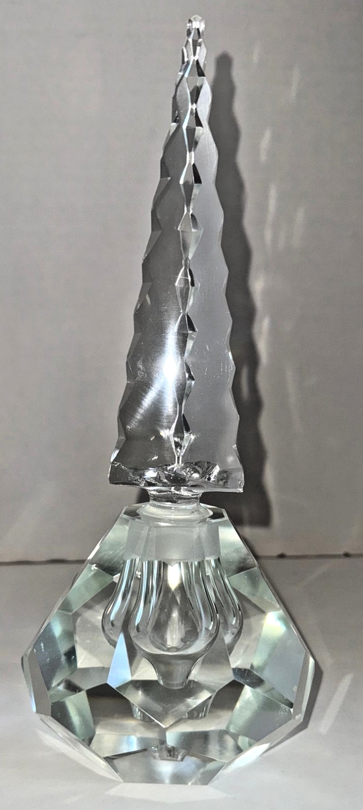 Vintage Deco Bohemian Cut Crystal Perfume Bottle 91/2\ Vintage Deco Bohemian Cut Crystal Perfume Bottle 91/2\