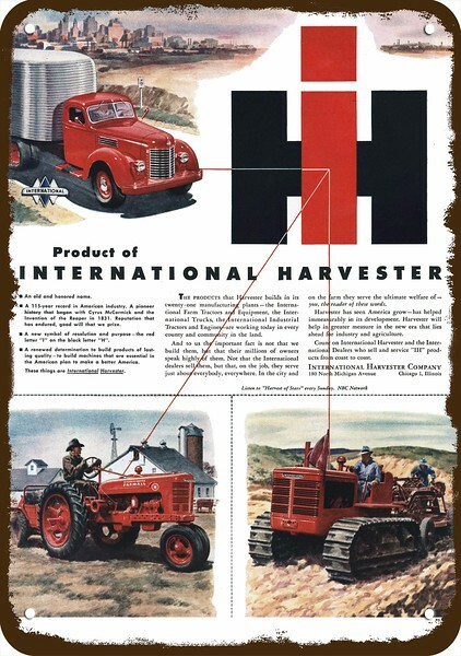 1946 INTERNATIONAL HARVESTER FARMALL Tractor Truck DECORATIVE REPLICA METAL SIGN 1946 INTERNATIONAL HARVESTER FARMALL Tractor Truck DECORATIVE REPLICA METAL SIGN