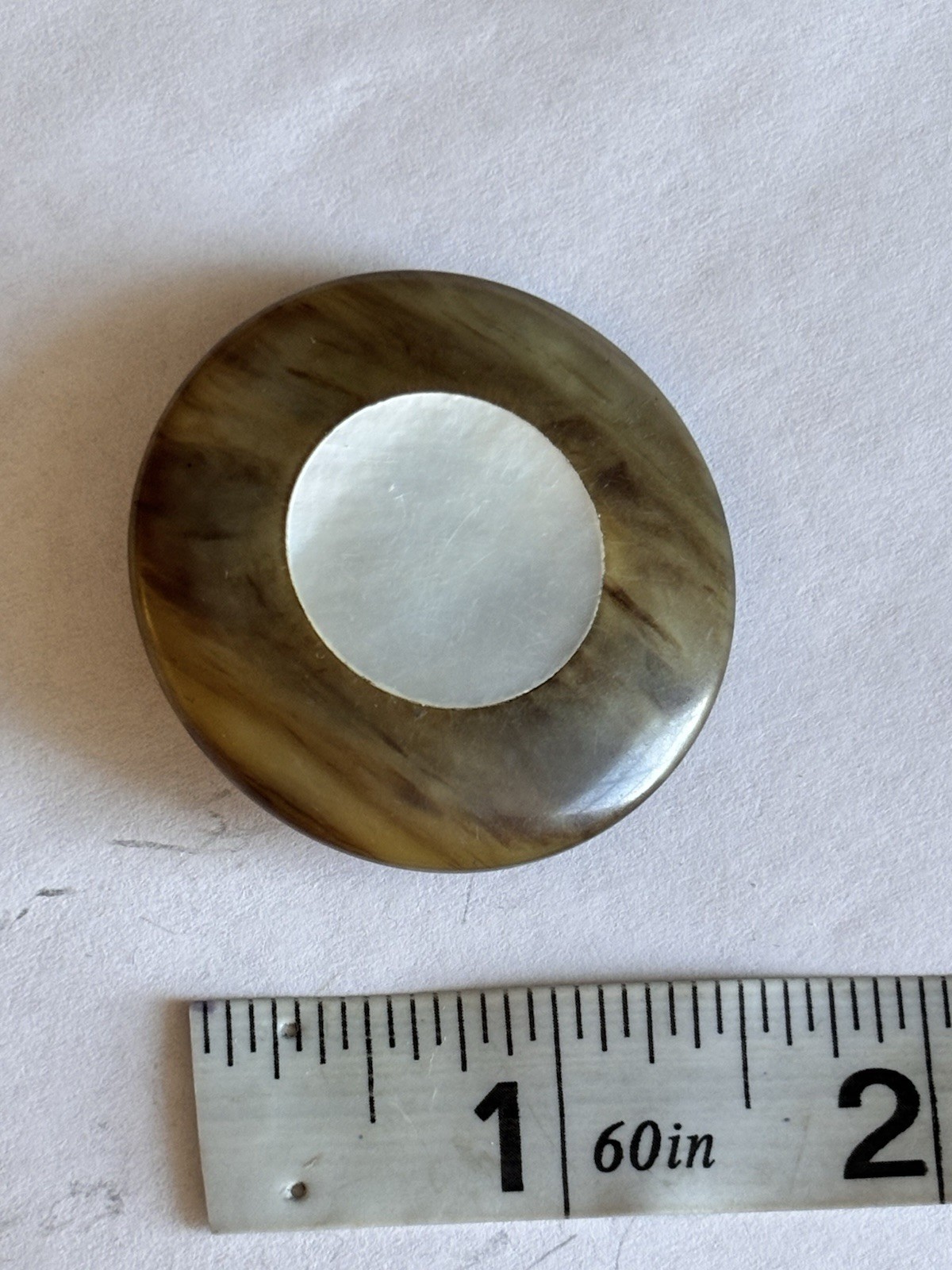 Vtg MCM Mid Cent Black lip Shell Button Large Natural Iridescent Center Sewing