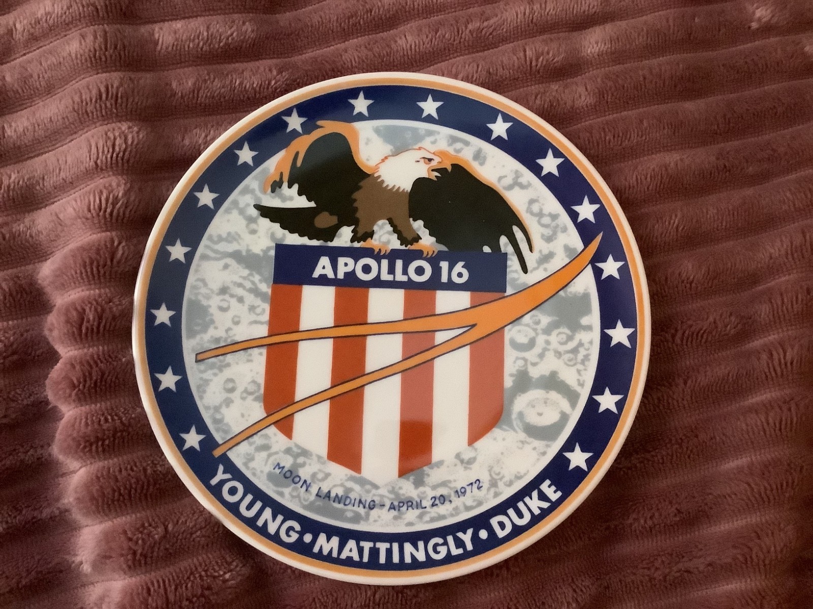 Vintage Apollo 16 Moon Landing April 20 1972 E F Decor Denmark  Collector Plate