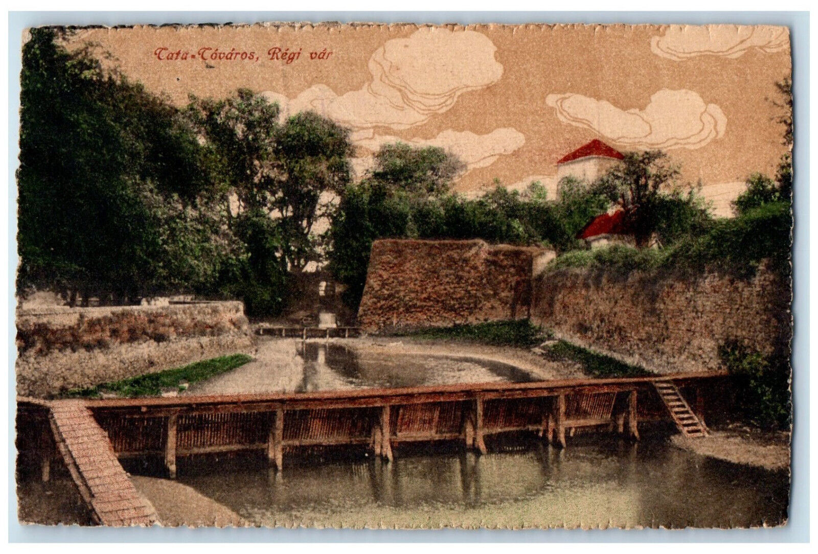 Hungary Postcard Water Scene Tata-Tovaros Regi var 1917 Antique Posted