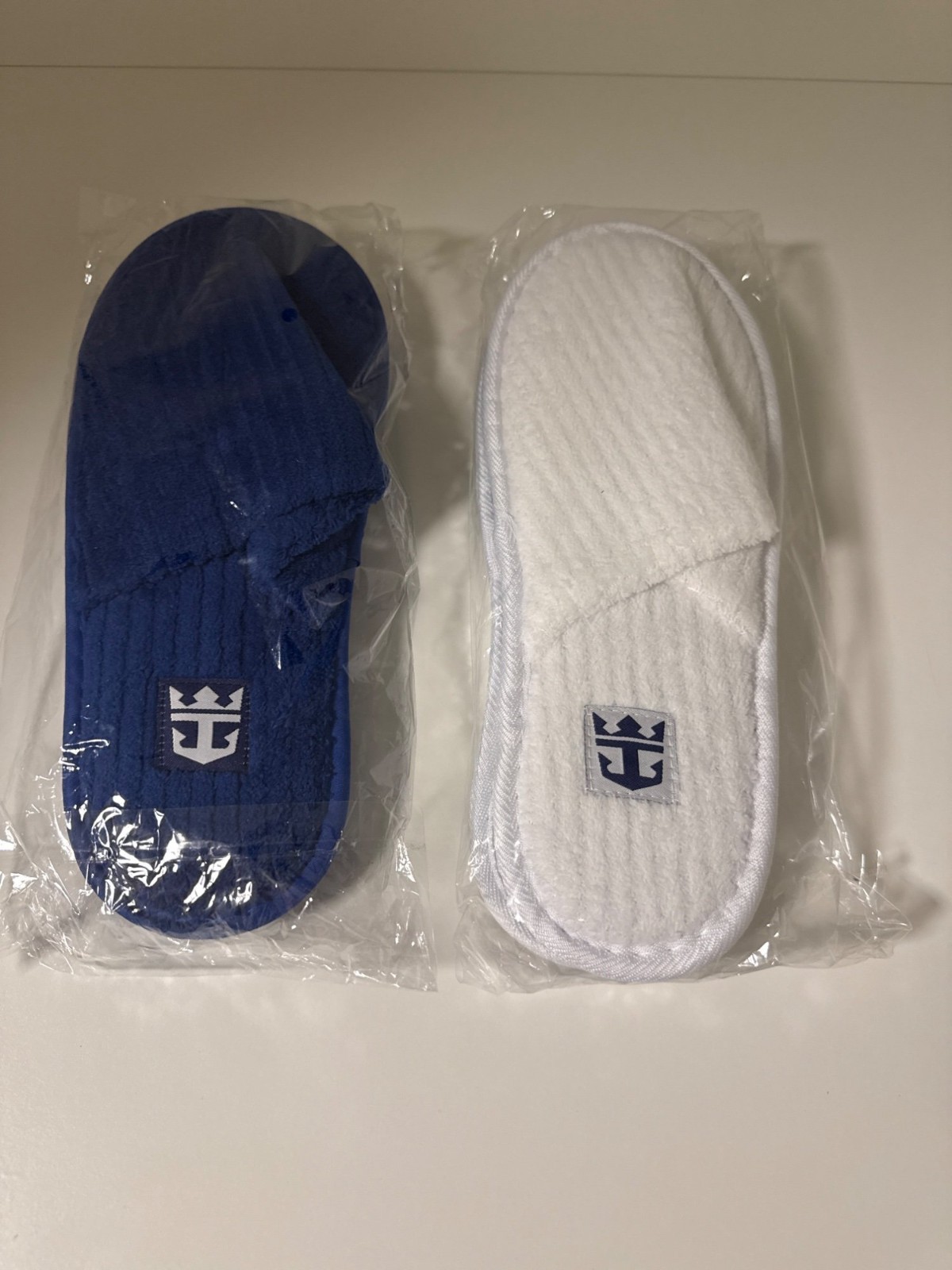 Royal Caribbean Cruise Ship Slippers 2 Pairs Navy Blue White New One Size
