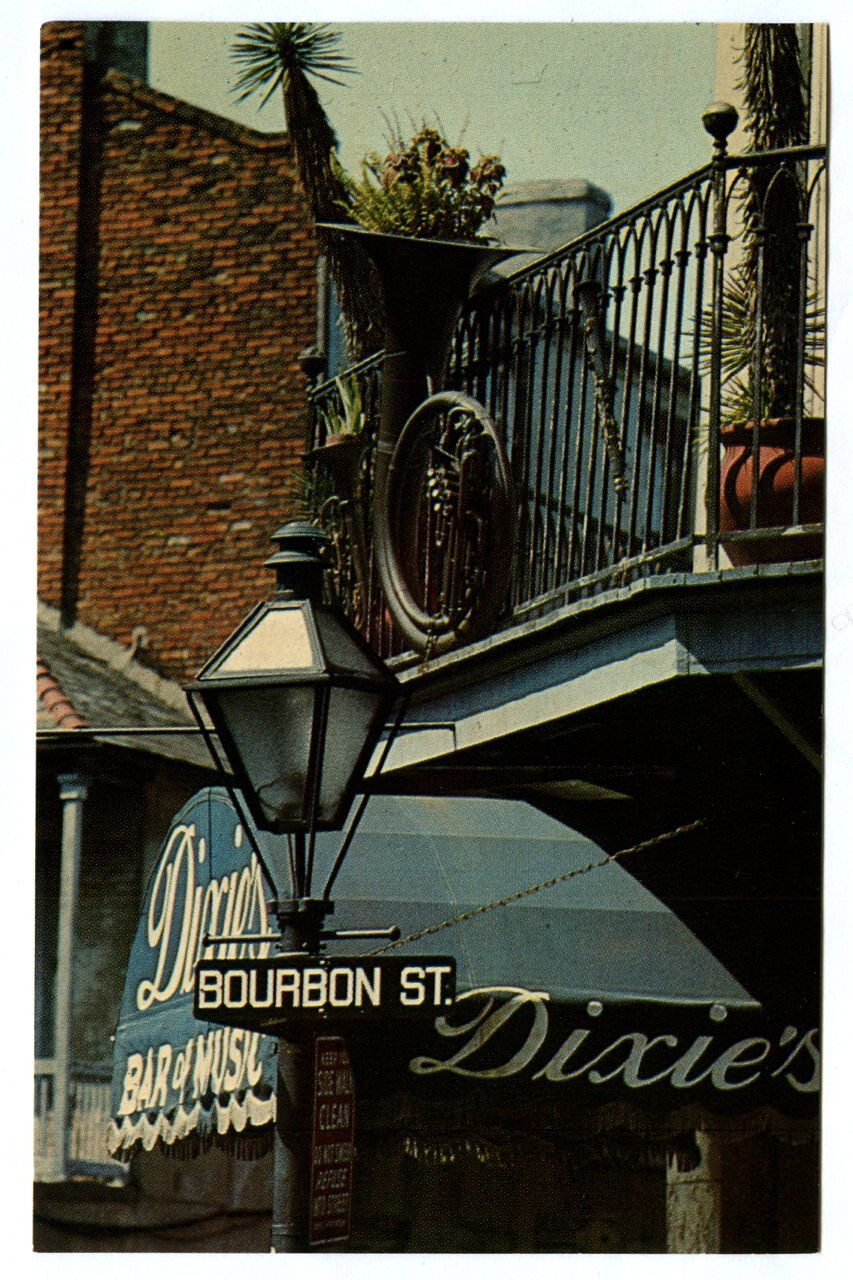 Vintage 1950s BOURBON STREET New Orleans LA Postcard DIXIE\'s Bar of Music