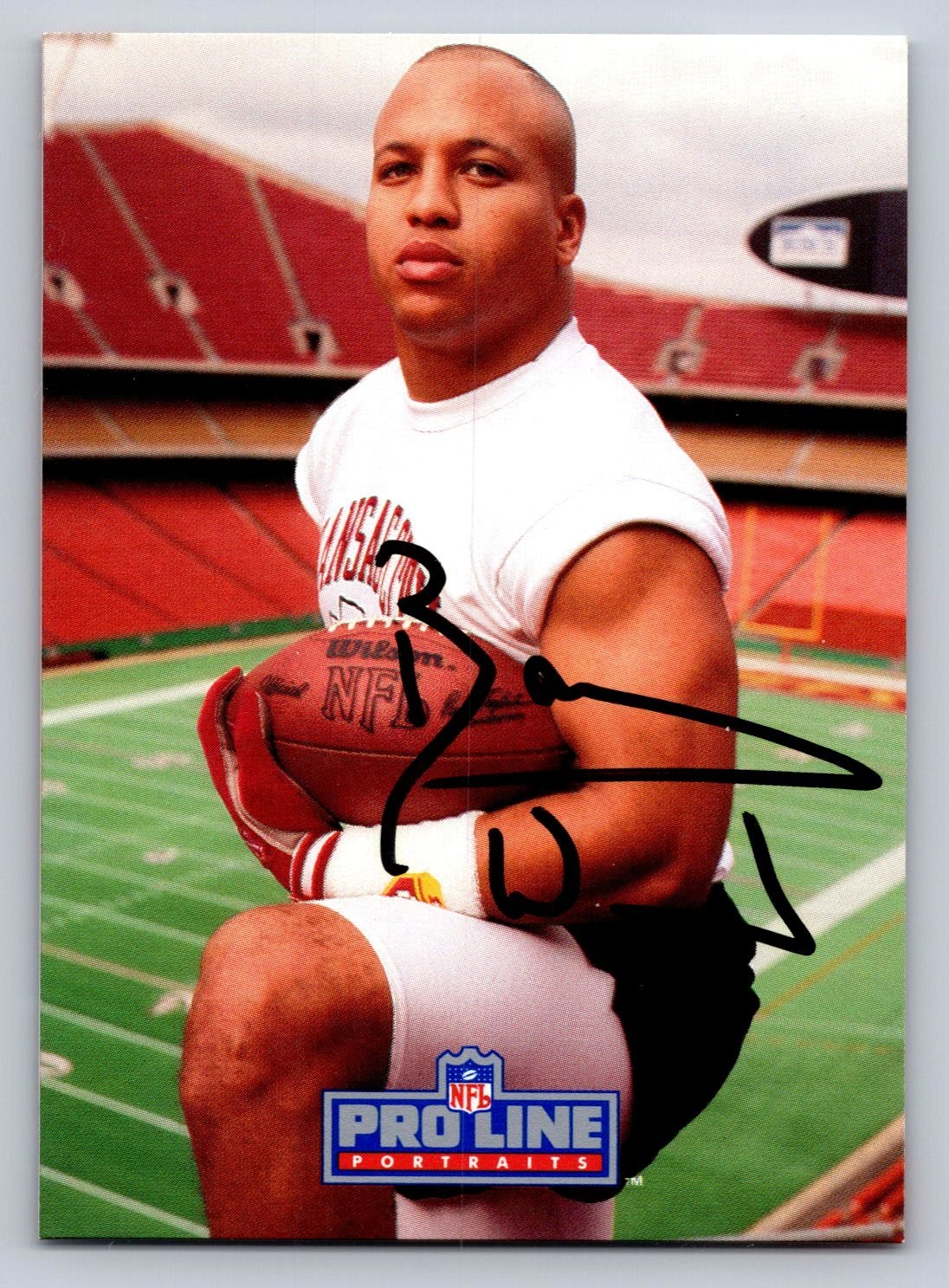 1991 NFL Pro Line Portraits Autograph Card Barry Word Chiefs #40 RB Football