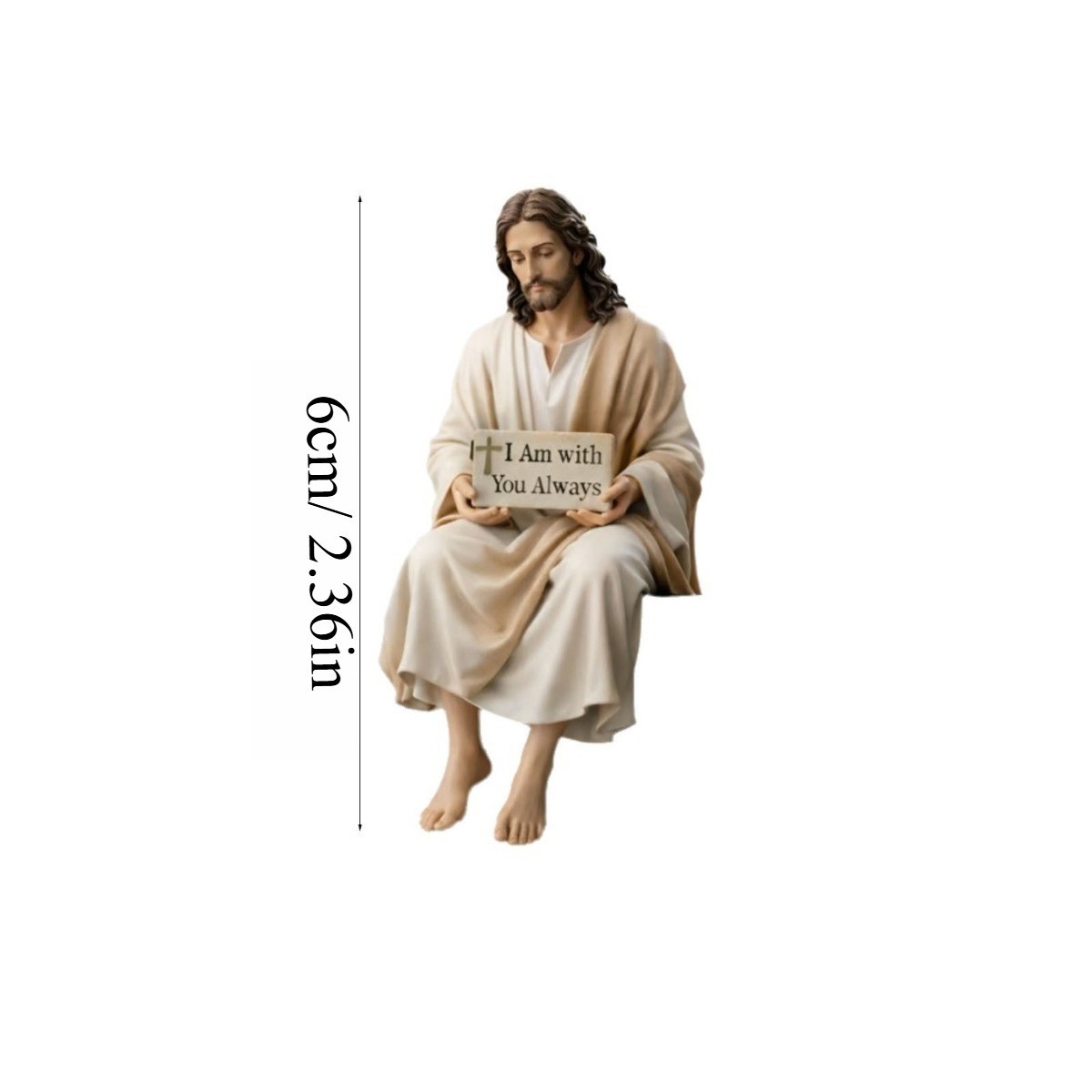 Sitting Jesus Christ Statue Religious Resin Jesus Figurine I am with you always