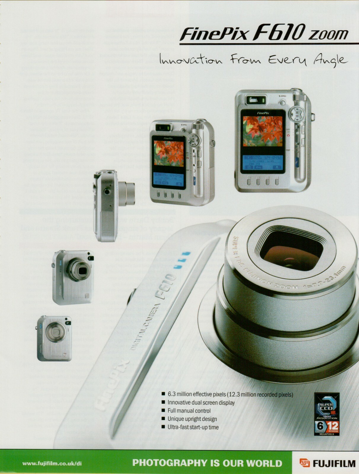 2004 Fujifilm Finepix F610 Zoom Camera Innovation Every Angle Vintage Print Ad