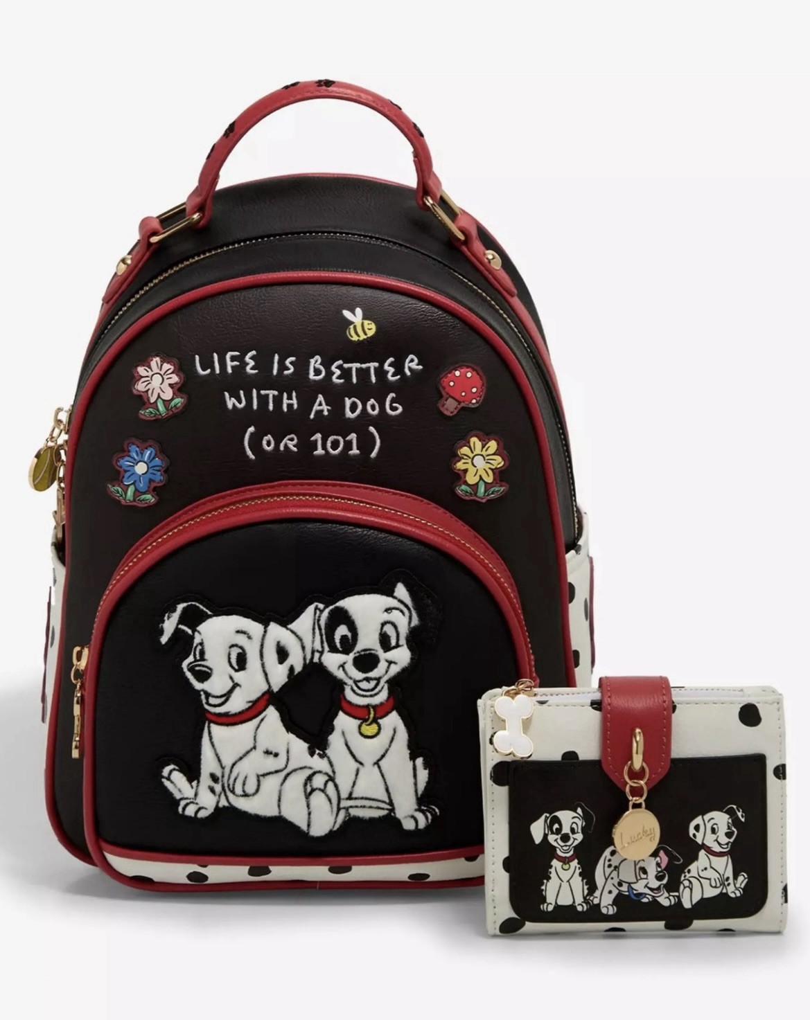 Disney 101 Dalmatians Puppies Mini Backpack W/ Photo Coin Purse & Wallet Set New