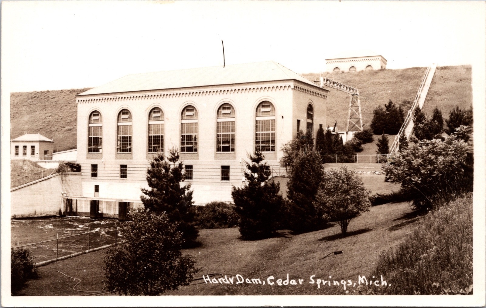 Hardy Dam Powerhouse Real Photo Postcard Cedar Springs Michigan RPPC