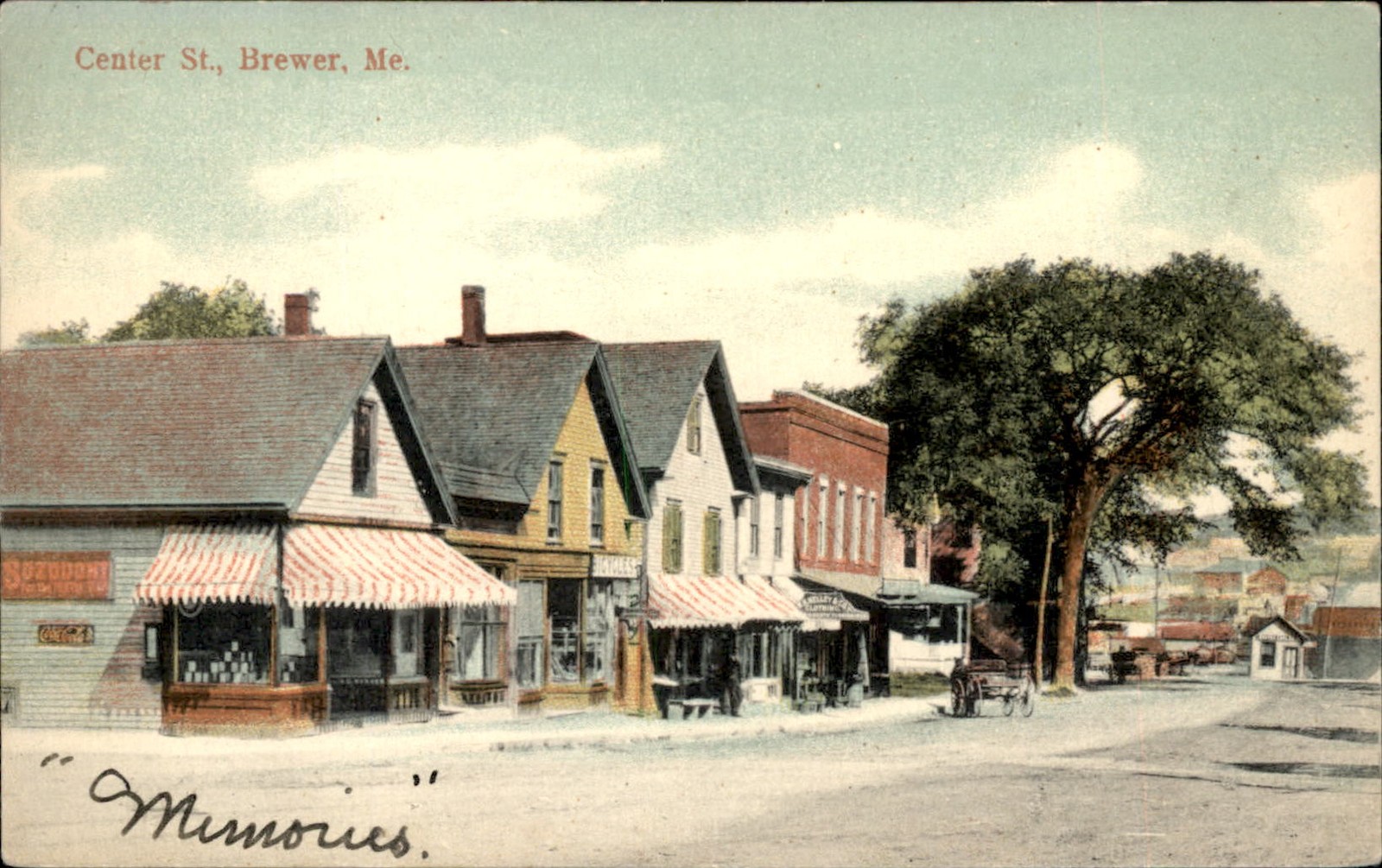 Brewer ME Maine Center Street Shops c1900-20sVintage Postcard