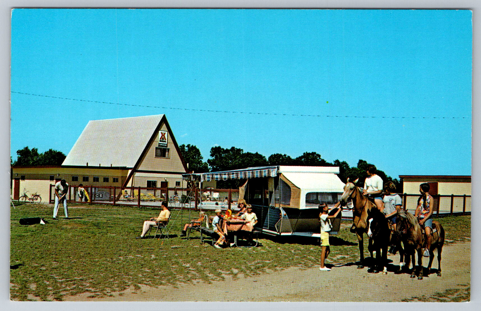 c1970s Elkhart Indiana KOA Kampgrounds Great Western Enterprise Postcard
