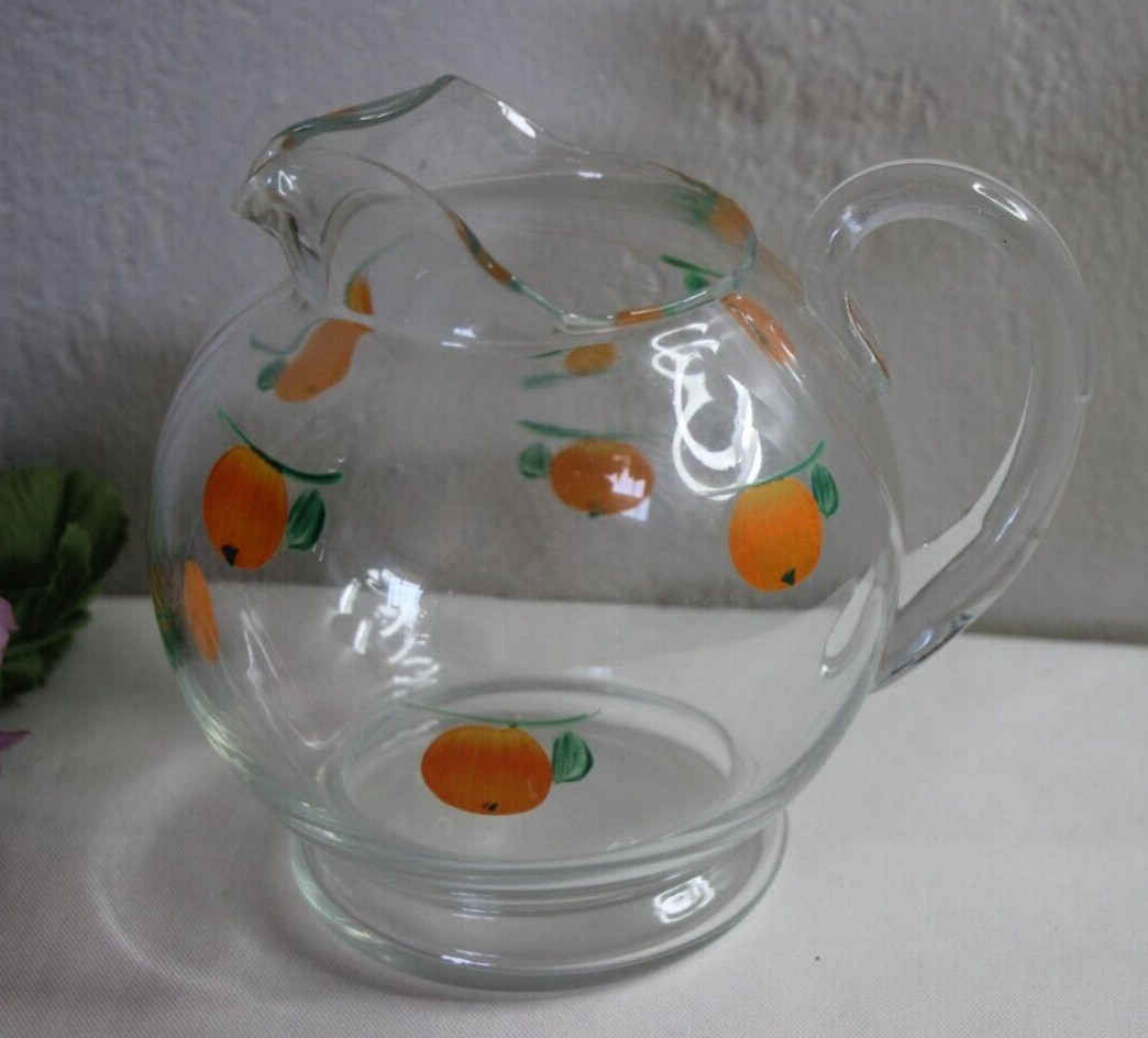 VTG Ball Pitcher Orange Juice Ice Lip Hand Painted