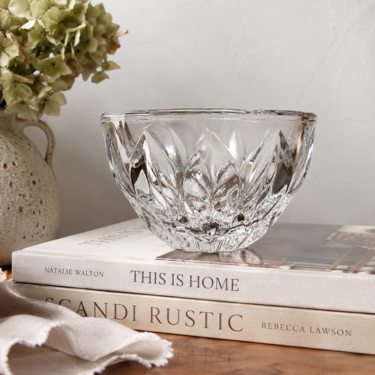 Vintage Kosta Boda Opus Swedish Cut Crystal Bowl Signed Heavy Art Glass 4.5\