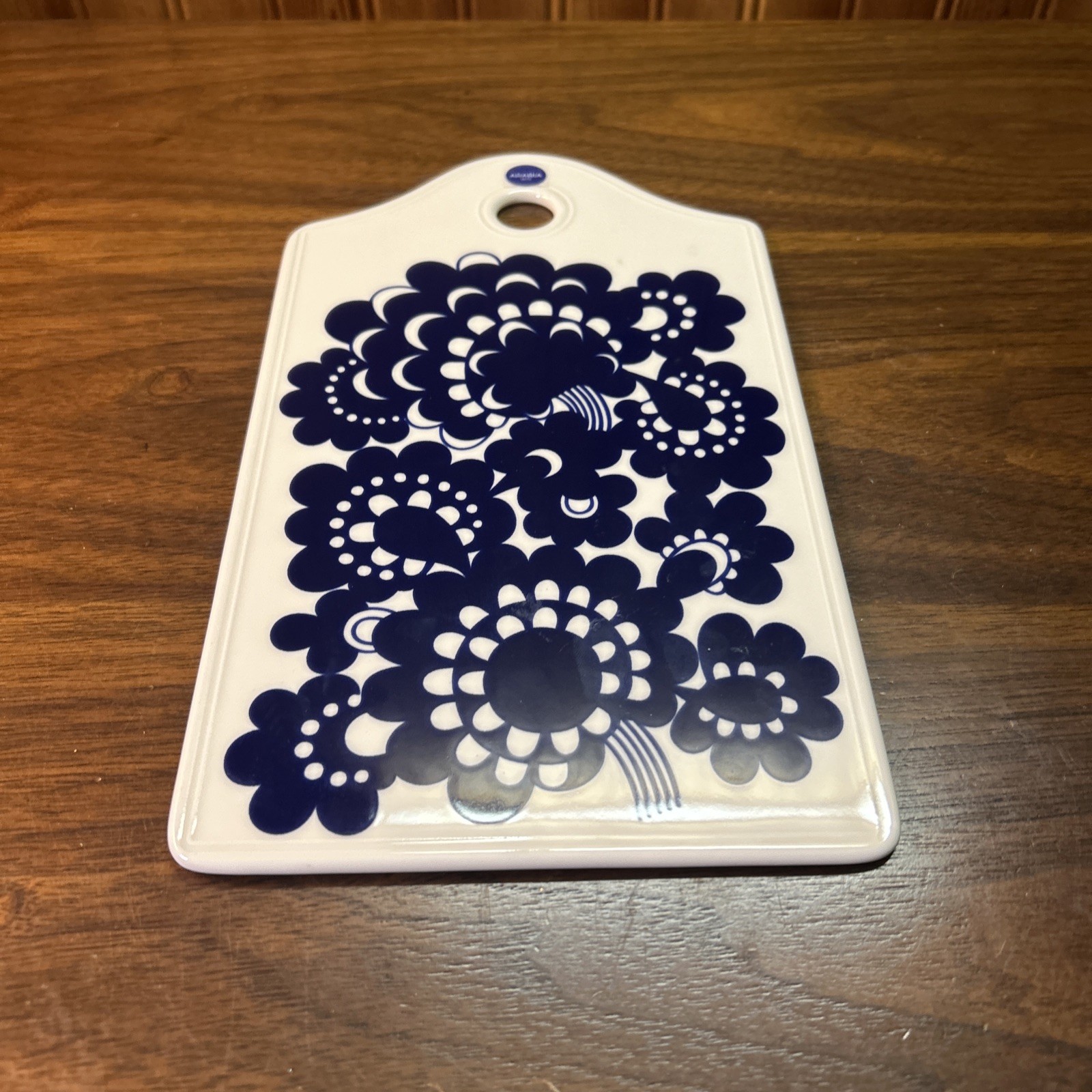 Vintage Arabia Finland Esteri Tomula Blue White Porcelain Cheese Board Platter