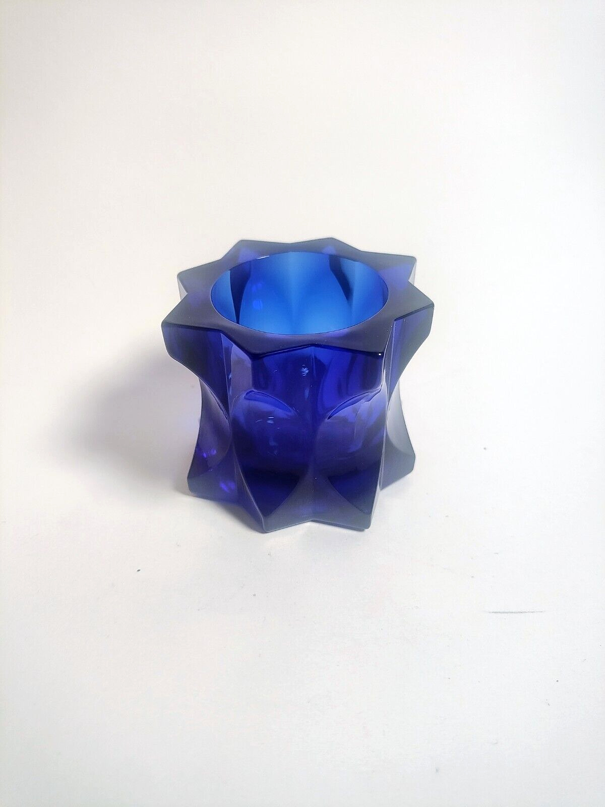 Studio Nova Cobalt Blue Votive Candle Holder Japan Crystal Glass 8 Point Star 