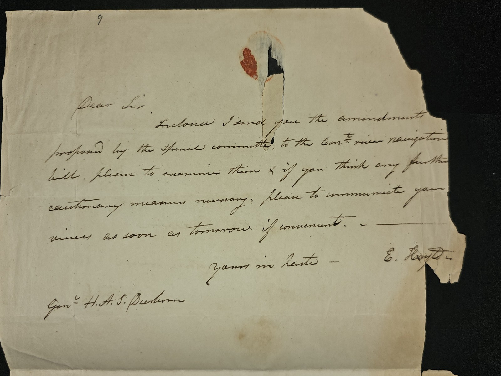 1826 Col. Elihu Hoyt ALS to Gen. H.A.S. Dearborn – Conn. River Navigation
