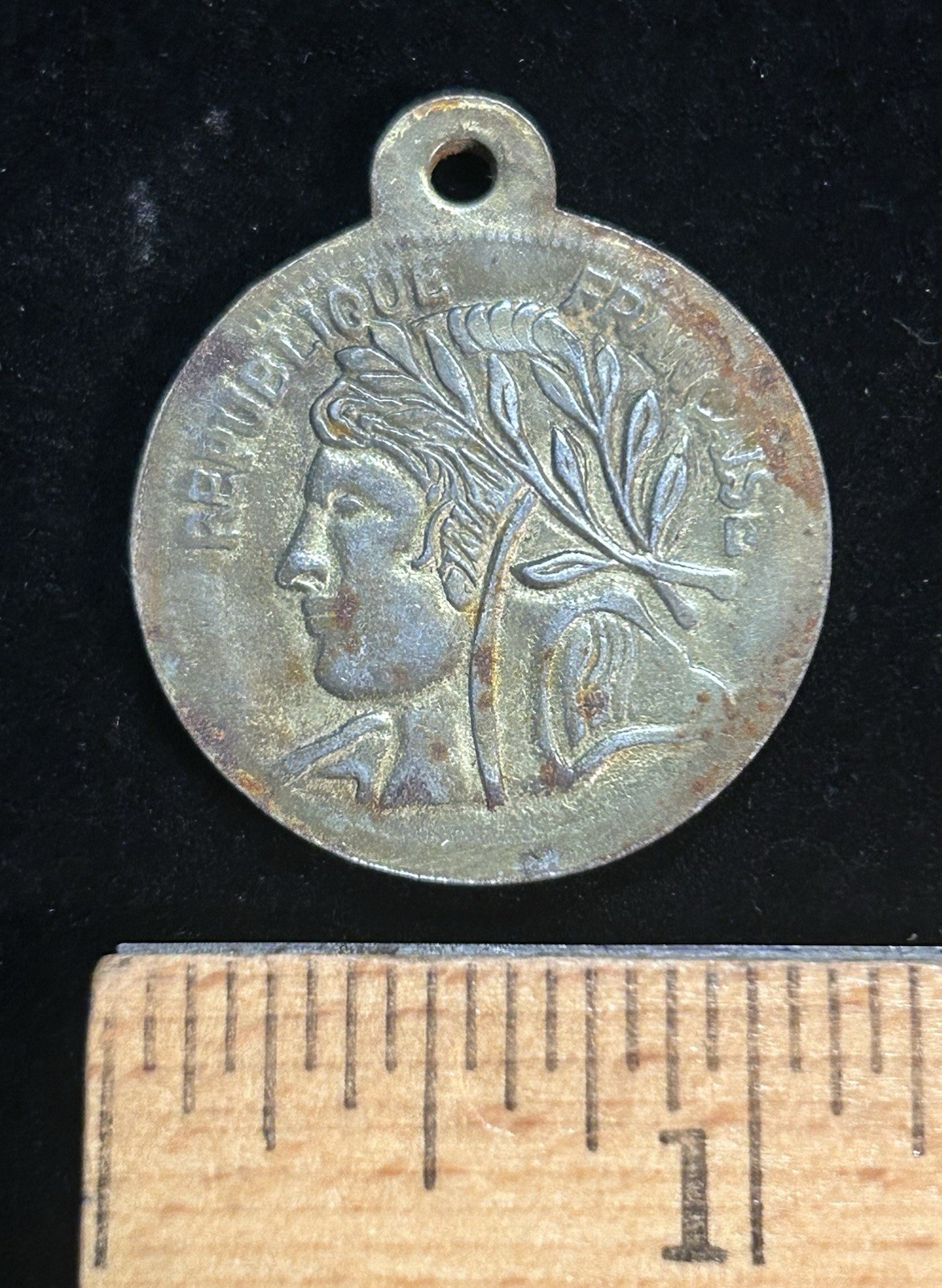 VTG French Republic Marianne Fleurde Lis Royal Coat Of Arms Medal Pendant 