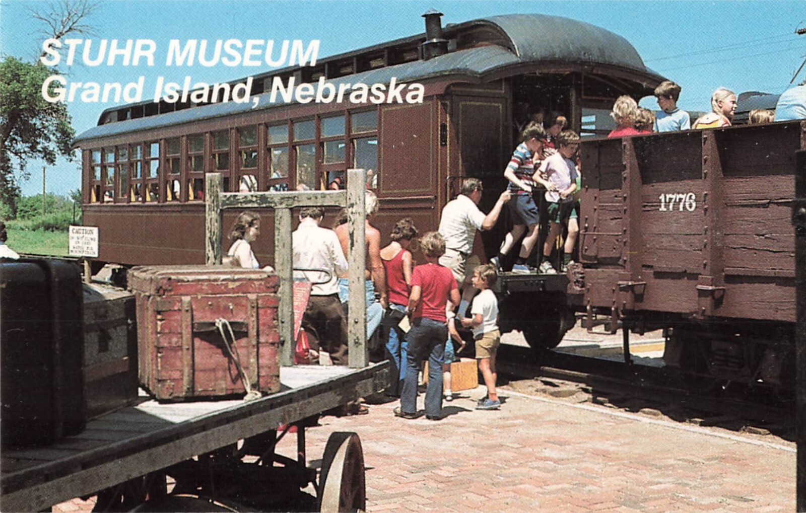 Postcard Stuhr Museum of the Prairie Pioneer Grand Island Nebraska NE Train Cars