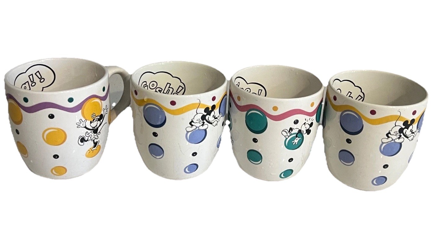 Disney Vintage Set of 4 Pfaltzgraff Mickey & Co Mug Bubbles Mickey & Minnie
