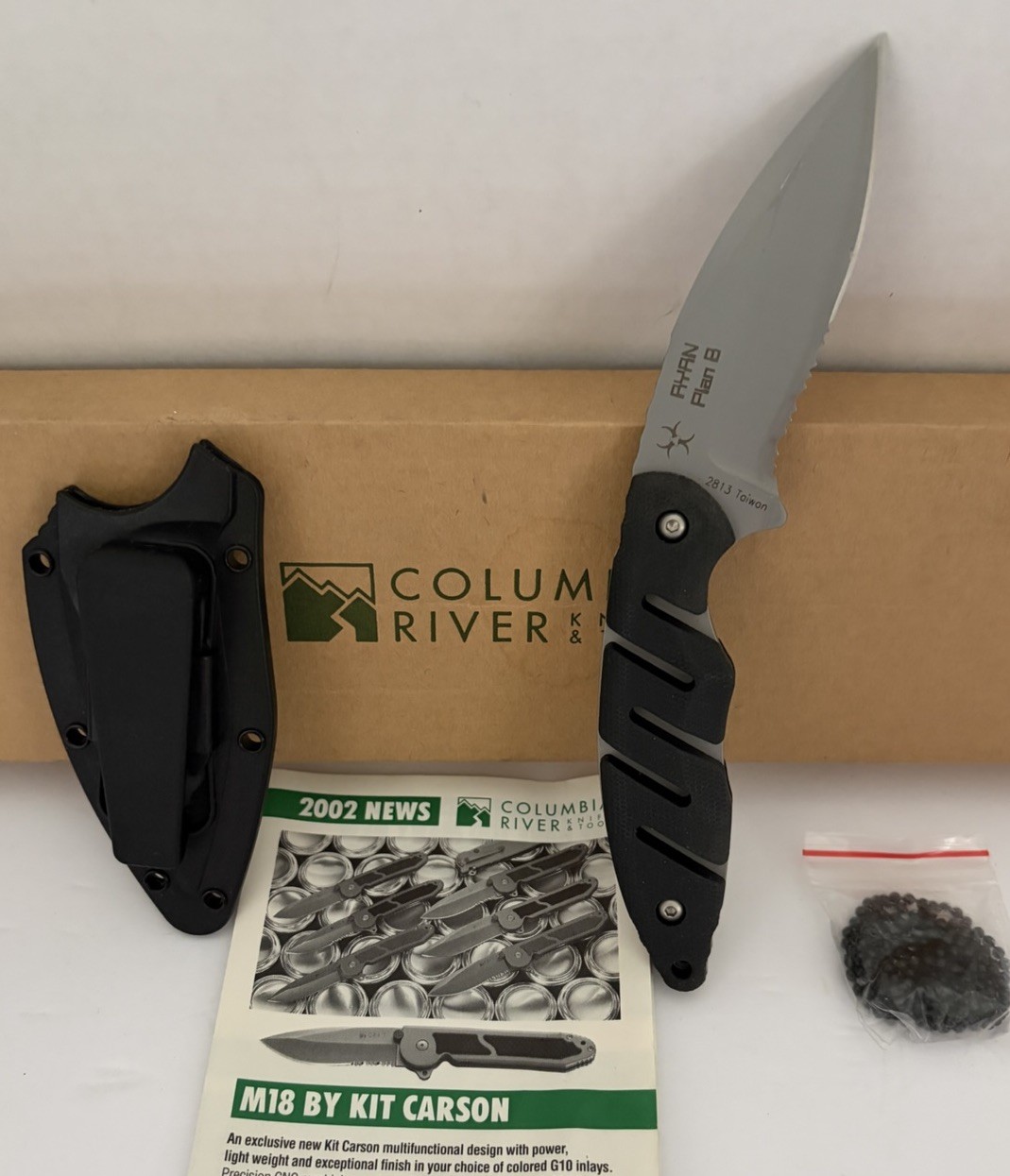 CRKT 2813 Ryan Plan B Fixed Blade Knife Serrated Sheath Box NOS Vintage
