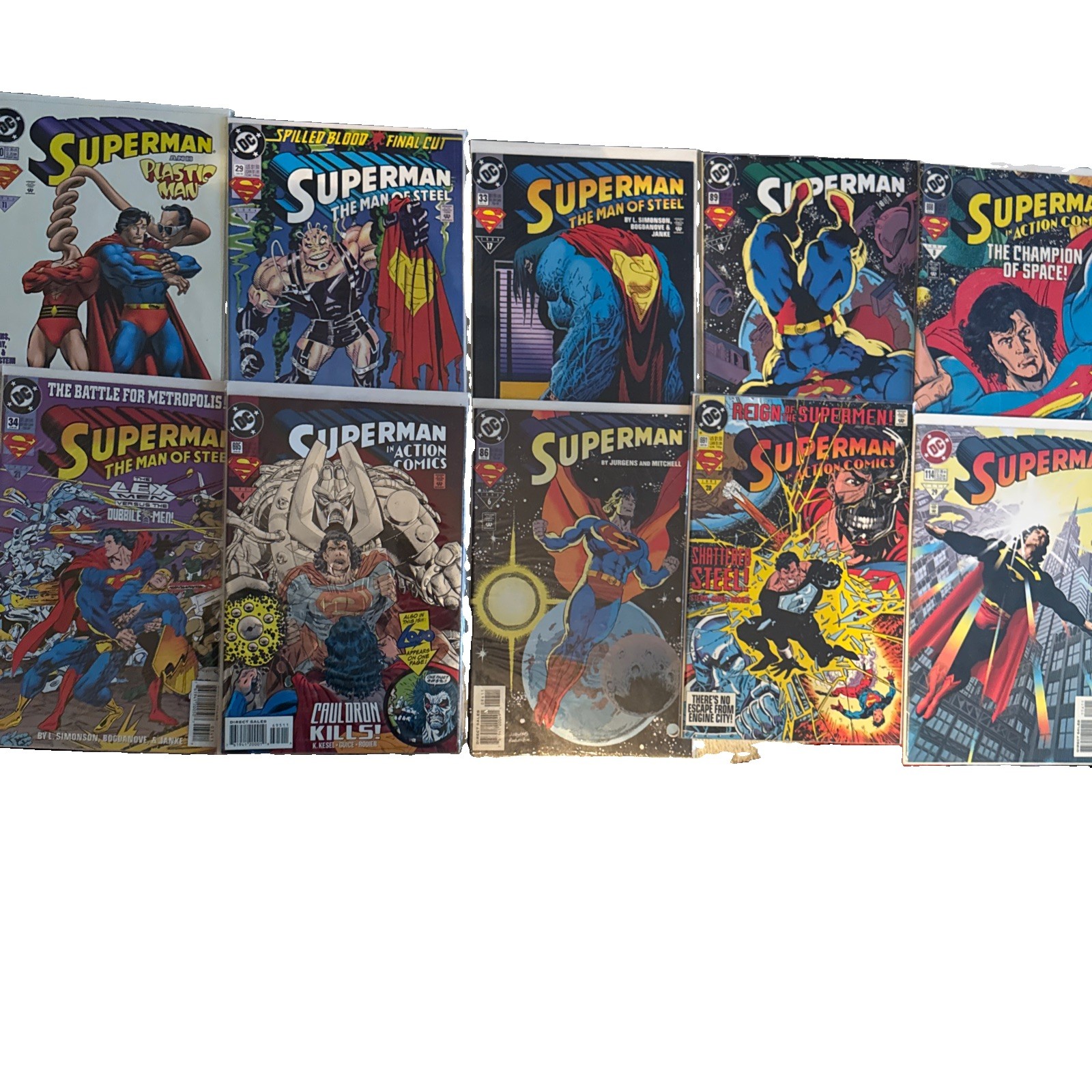 Superman Comic Book Mixed Lot Of 10 All Bagged And Boarded