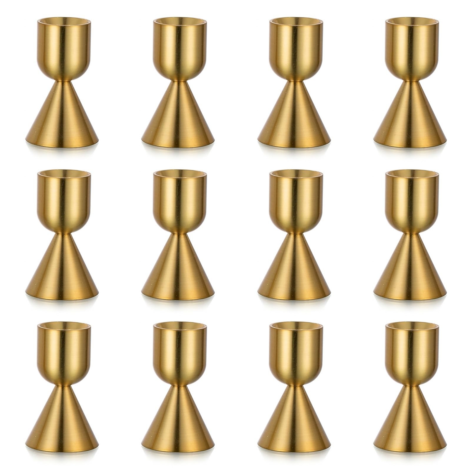 NUPTIO Gold Candlestick Holder Bulk: 12 Pcs Taper Candlesticks Holders for Ta...