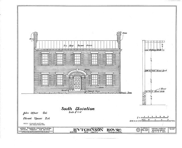 Girard Pennsylvania 1900s Hutchinson House South Elevation HABS Print