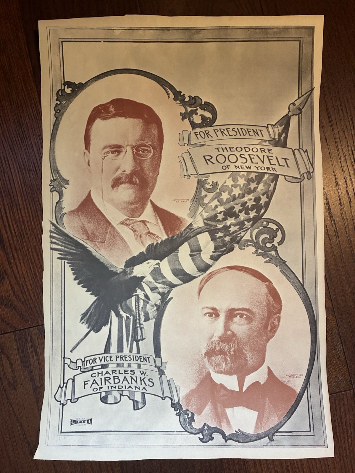 1904 THEODORE ROOSEVELT & CHARLES FAIRBANKS PRESIDENTIAL CAMPAIGN POSTER
