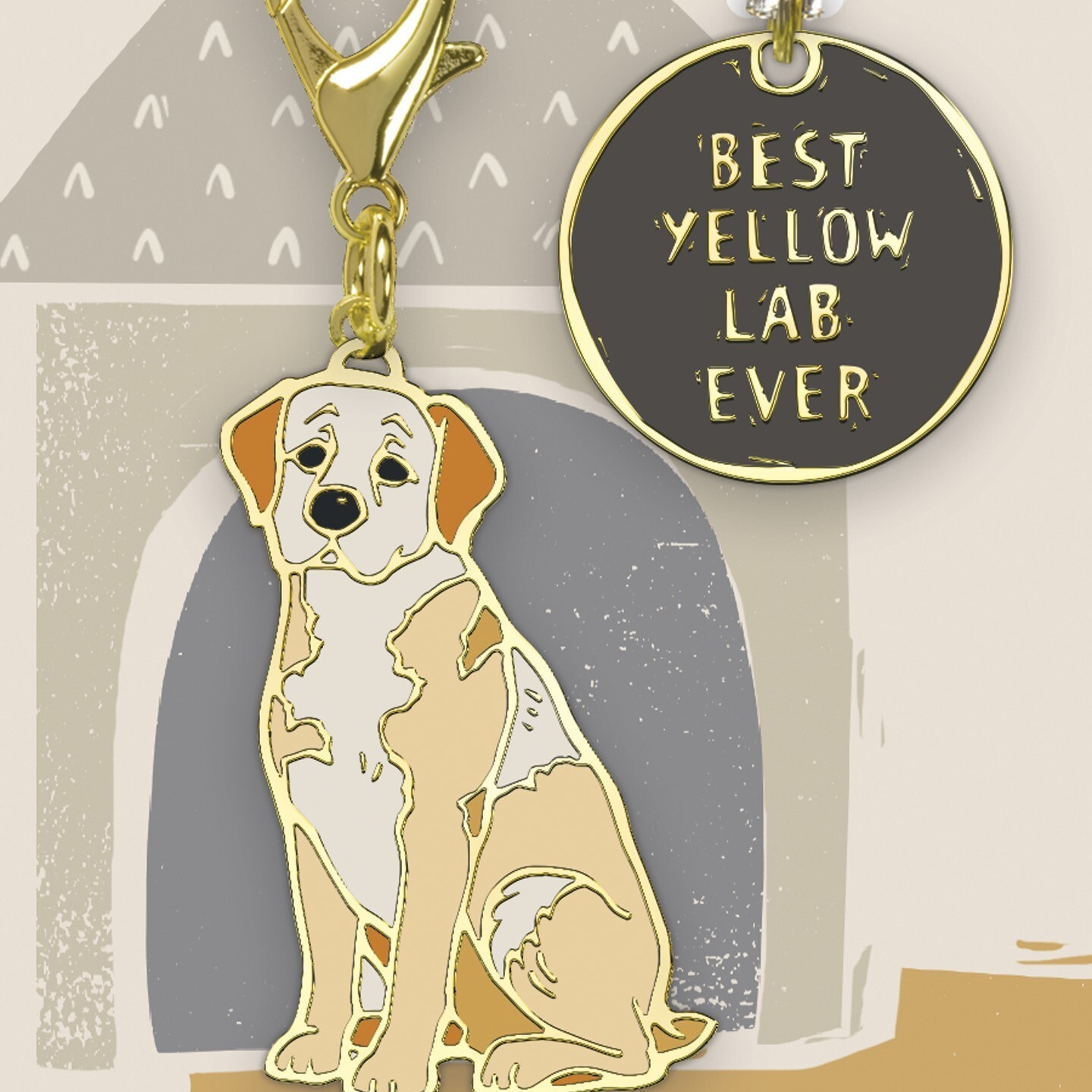 Yellow Lab Dog Charm Set for pet owner and labrador. Keychain Enamel.  Gift NWT