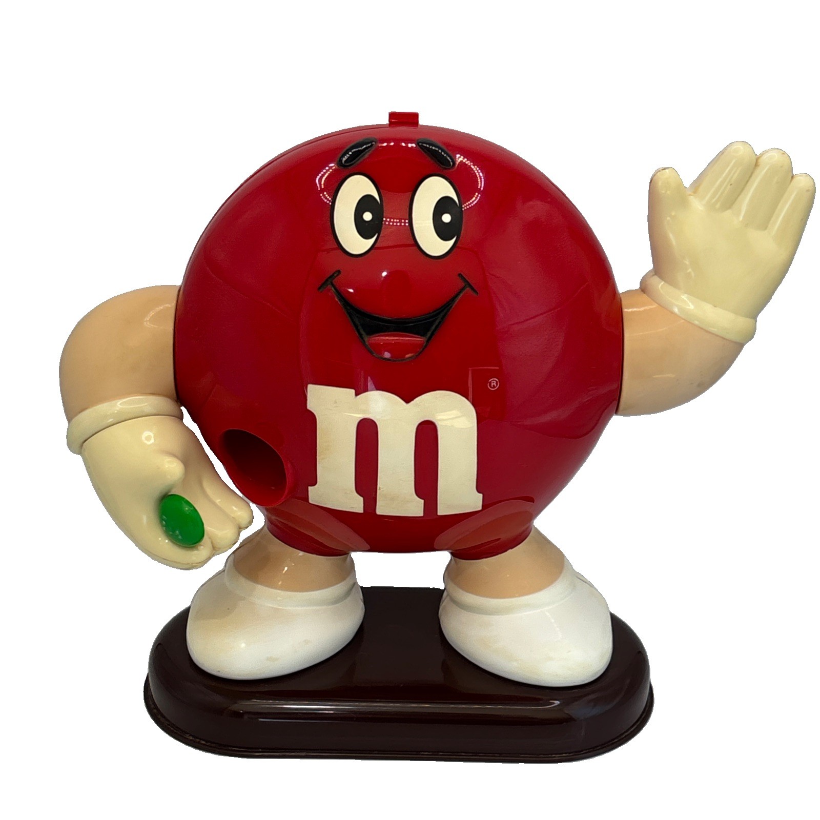 Vintage 1991/92 Red M&M Candy Dispenser Waving Hand Green M&M 9” Mars Inc 