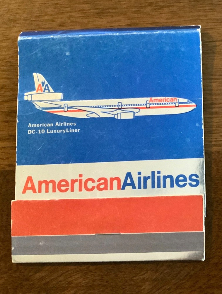 Vintage 1970s American Airlines DC-10 LuxuryLiner Matchbook Oversized Unstruck