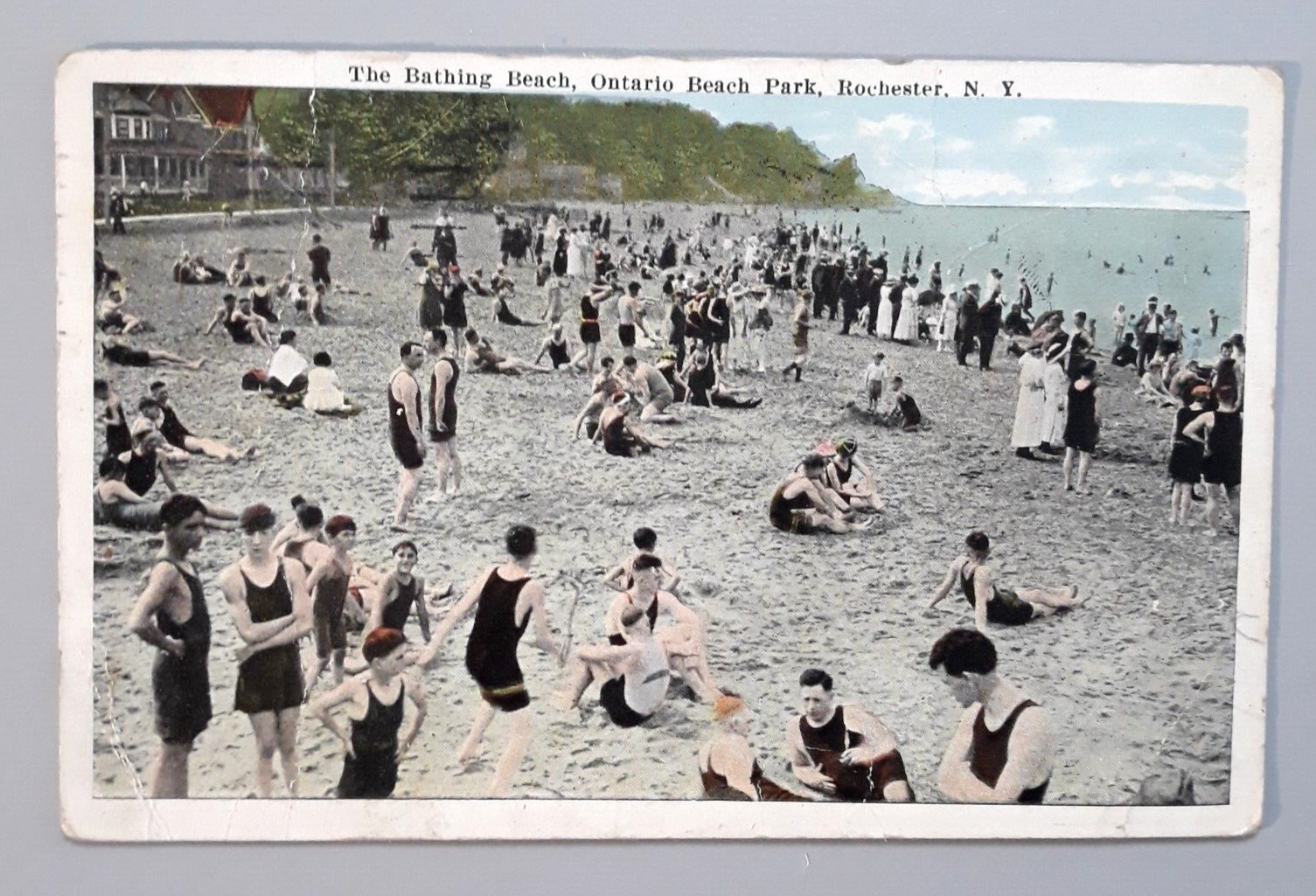 Vintage 1924 Postcard Rochester New York The Bathing Beach Ontario Beach Park