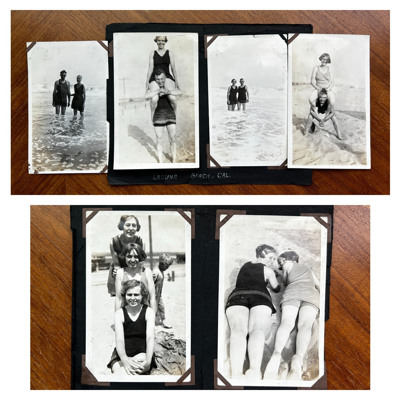 Antique 1919 A Day at Laguna Beach CA Folks in Bathing Suits Vintage Photos Lot