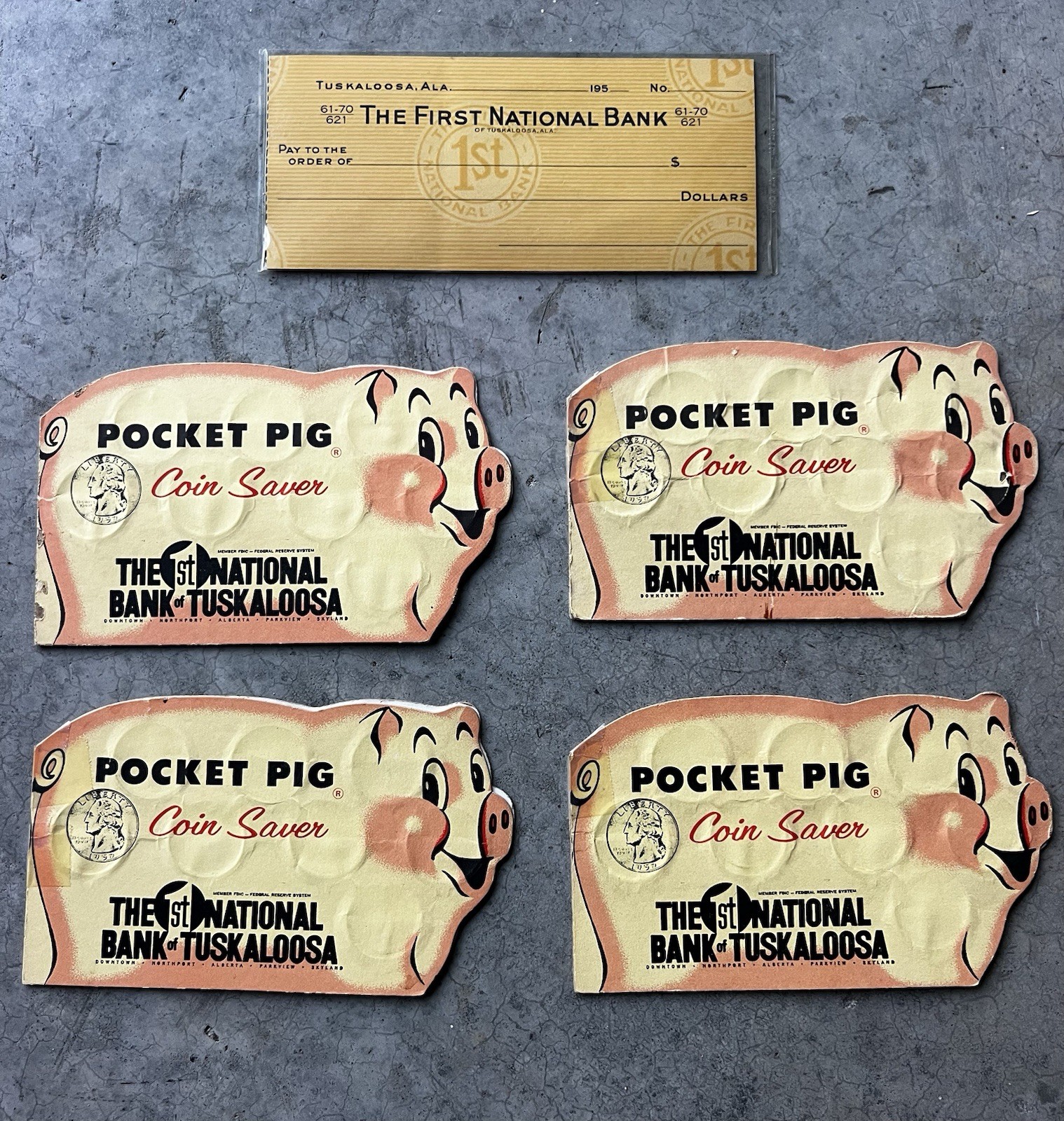 Vintage First National Bank of Tuscaloosa Alabama Pocket Pig Savings Books