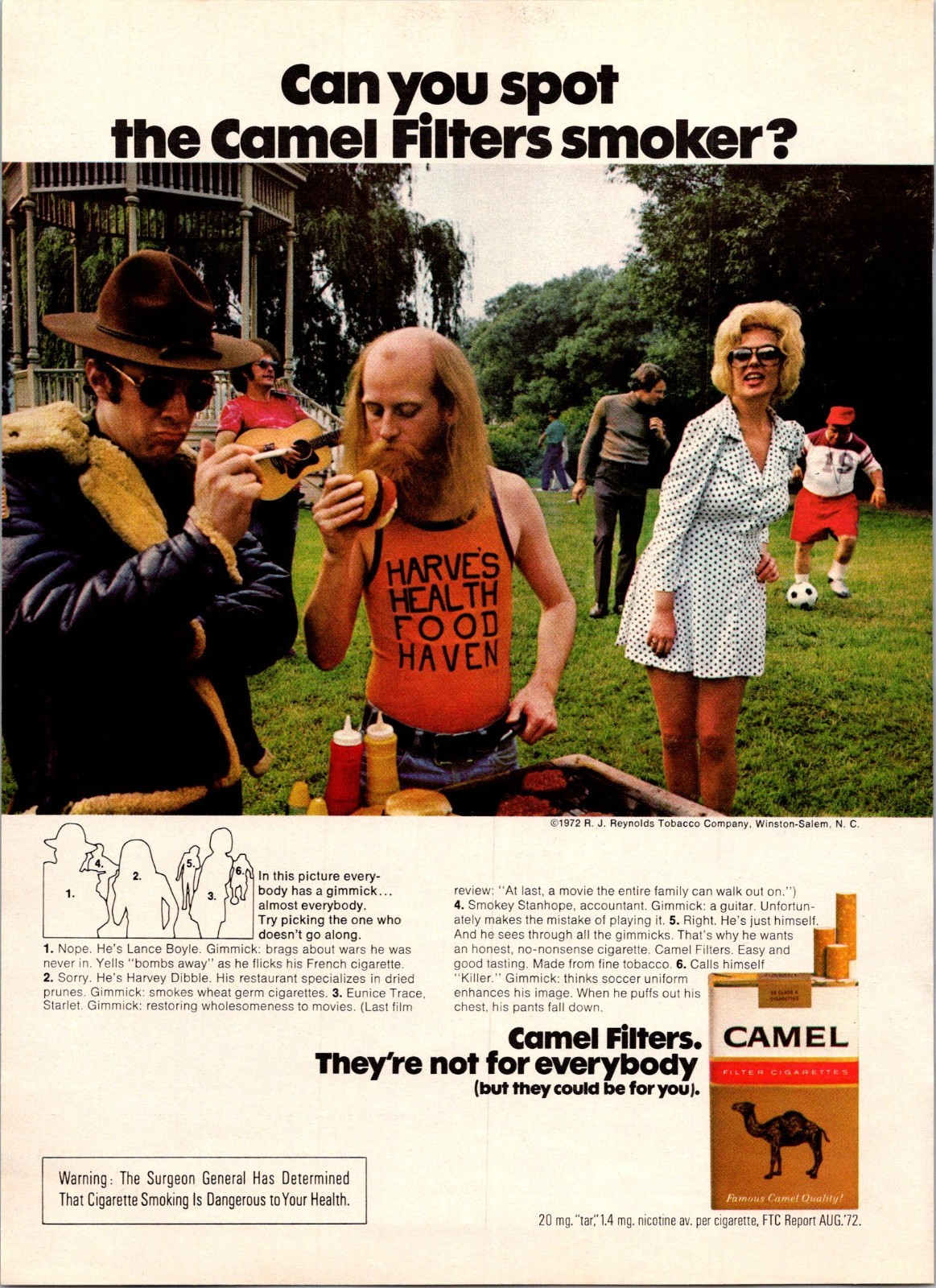 Print Ad 1973 Camel Cigarettes Backyard Party Reynolds Tobacco Company