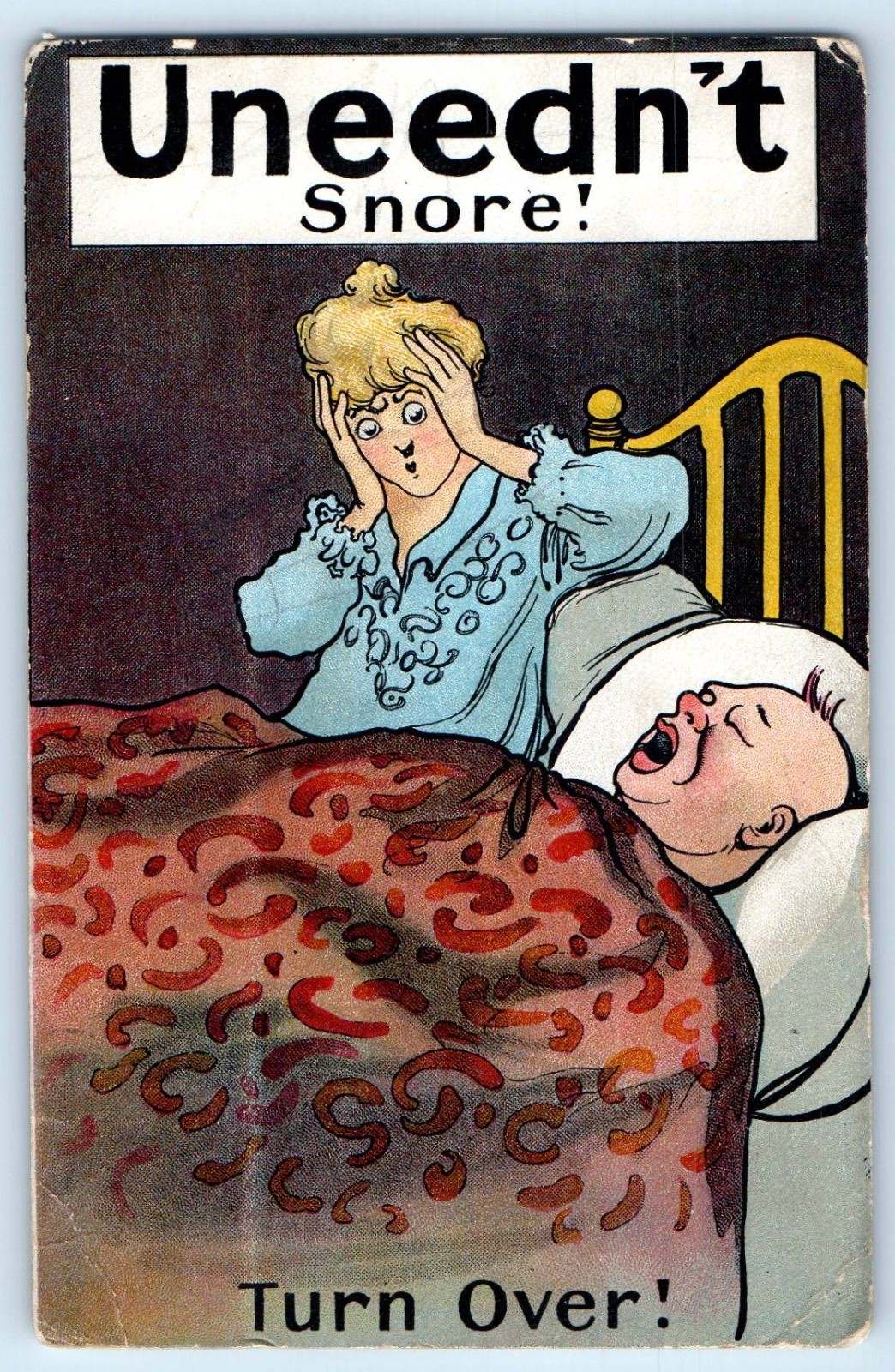 c1910\'s Uneedn\'t Snore Turn Over Man Sleeping And Snoring Antique Postcard c1910\'s Uneedn\'t Snore Turn Over Man Sleeping And Snoring Antique Postcard