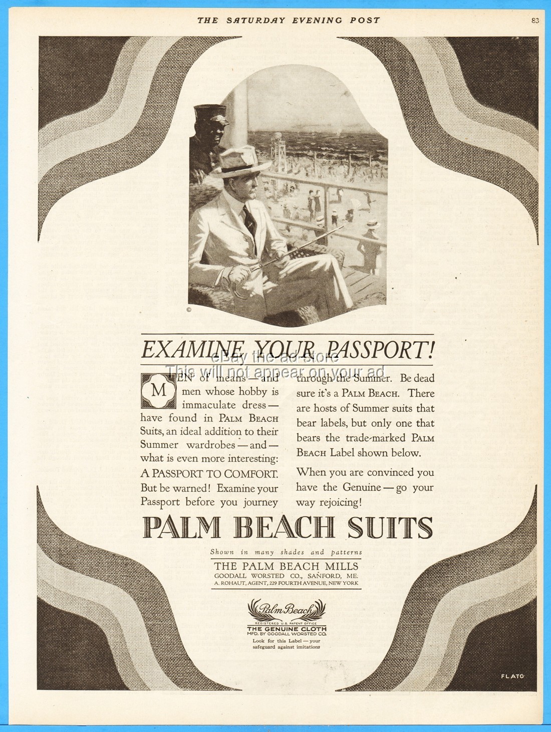 1919 Goodall Worsted Co Print Ad Sanford ME Palm Beach Men's Summer Suit Fashion