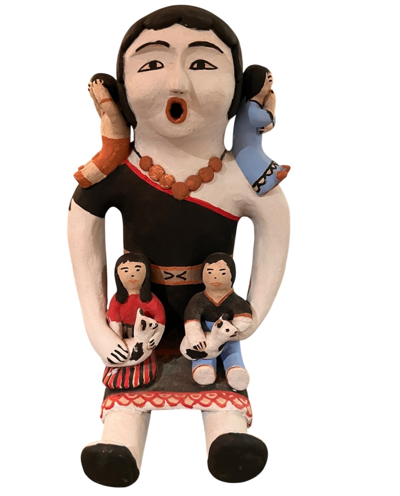 Hand-Painted Ceramic Storyteller Figurine With Children And Pets 9\