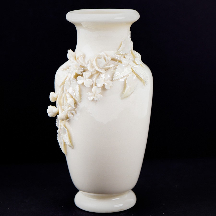 Belleek Ireland Rosework Flower Vase Parian China White 14.5cm
