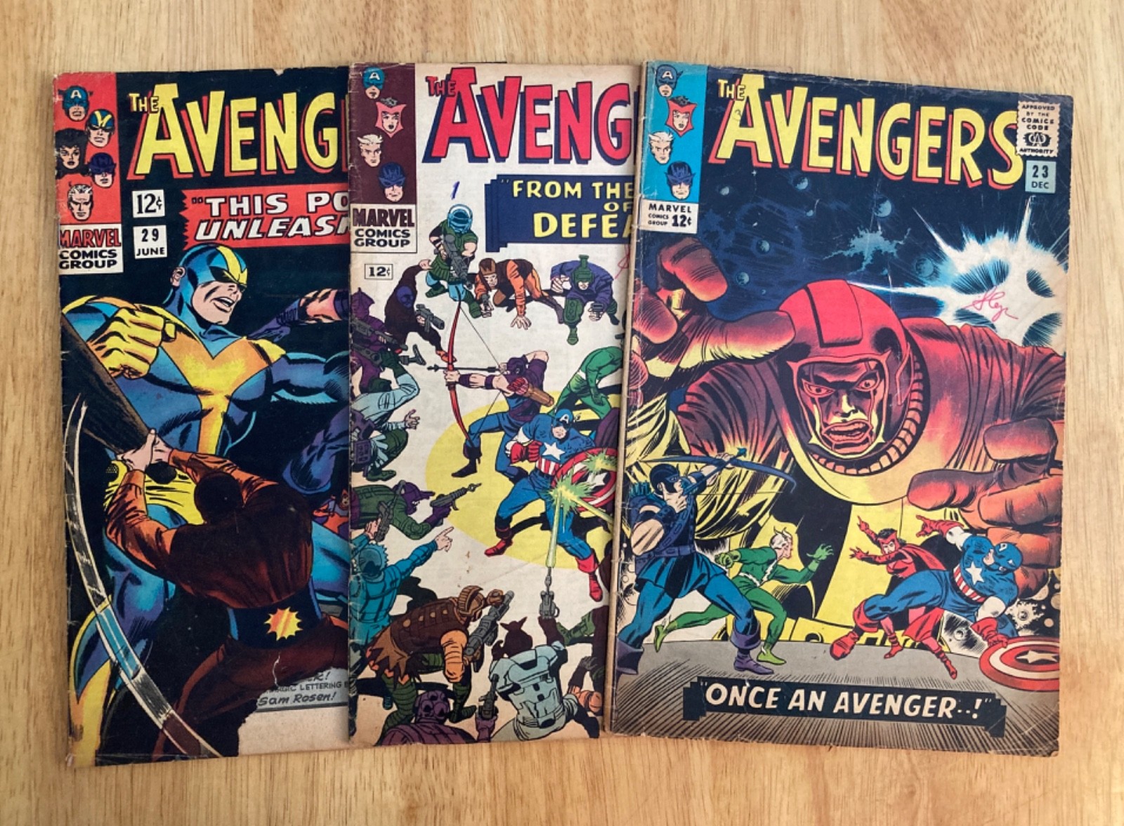 Lot of *3* 1965/66 AVENGERS: #23/Key, 24 (VG) + 29 (FN w/Flaw) See Details...