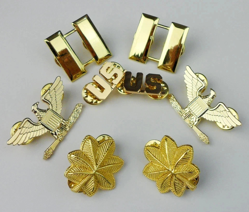 U.S. CAPTAIN MAJOR COLONEL RANK BADGE INSIGNIA US MILITARY LAPEL PINS GOLDEN