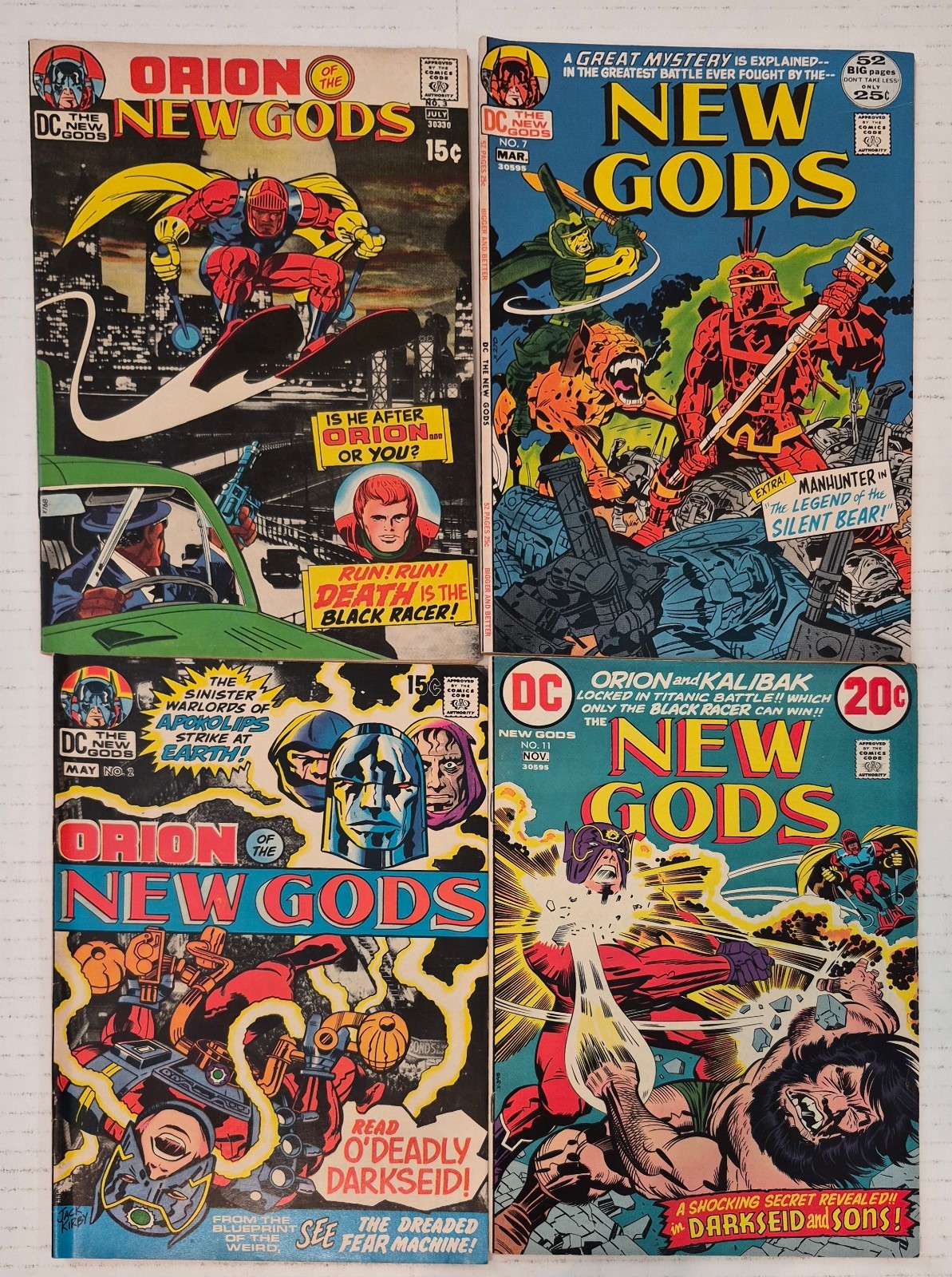 NEW GODS Lot (4) #2-11*VF FN 2nd App Orion, New Gods 1971 JACK KIRBY, Bronze Age