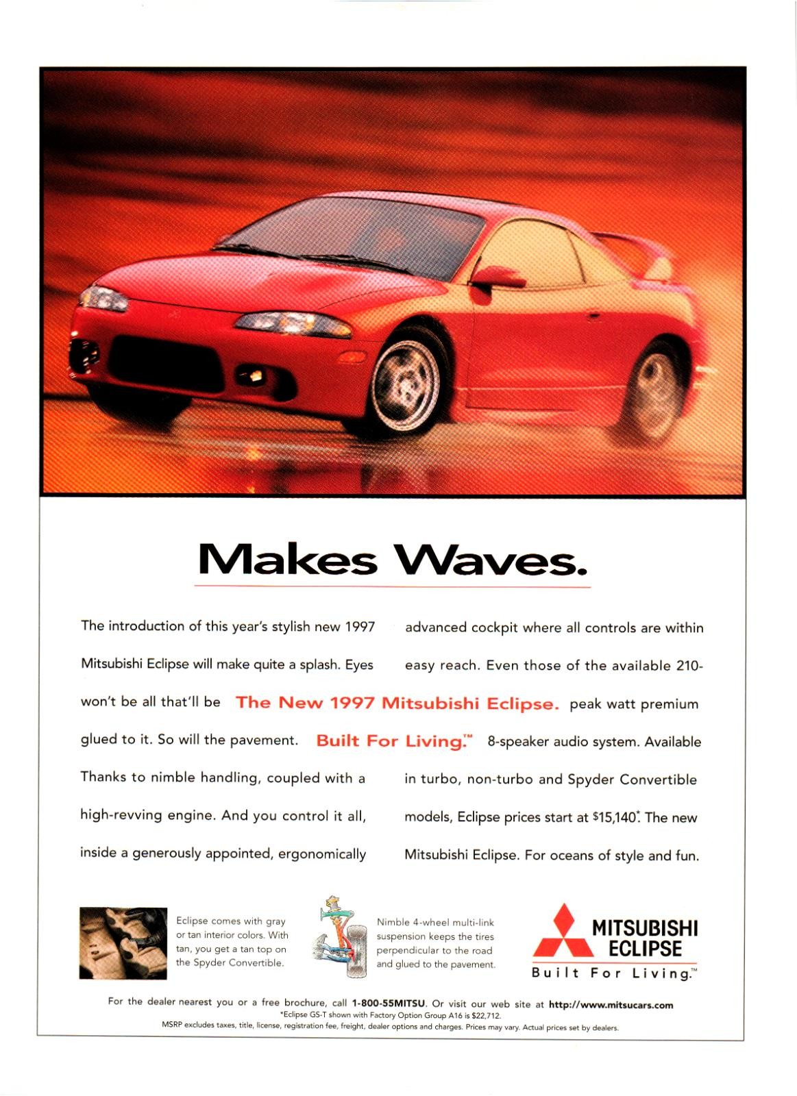 1997 Mitsubishi Eclipse Print Ad Red 2-Door Sports Coupe - Built For Living