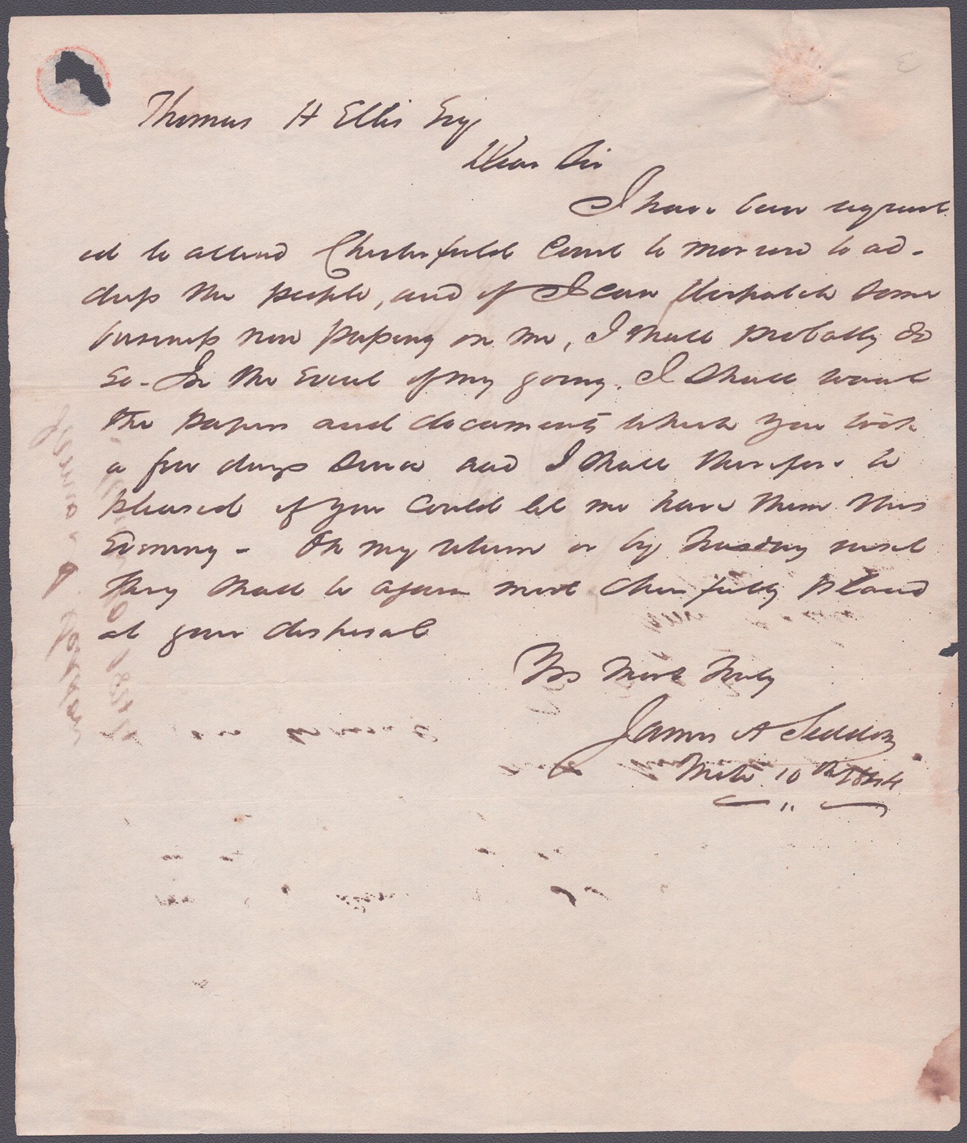 JAMES A. SEDDON - AUTOGRAPH LETTER SIGNED 03/10/1844