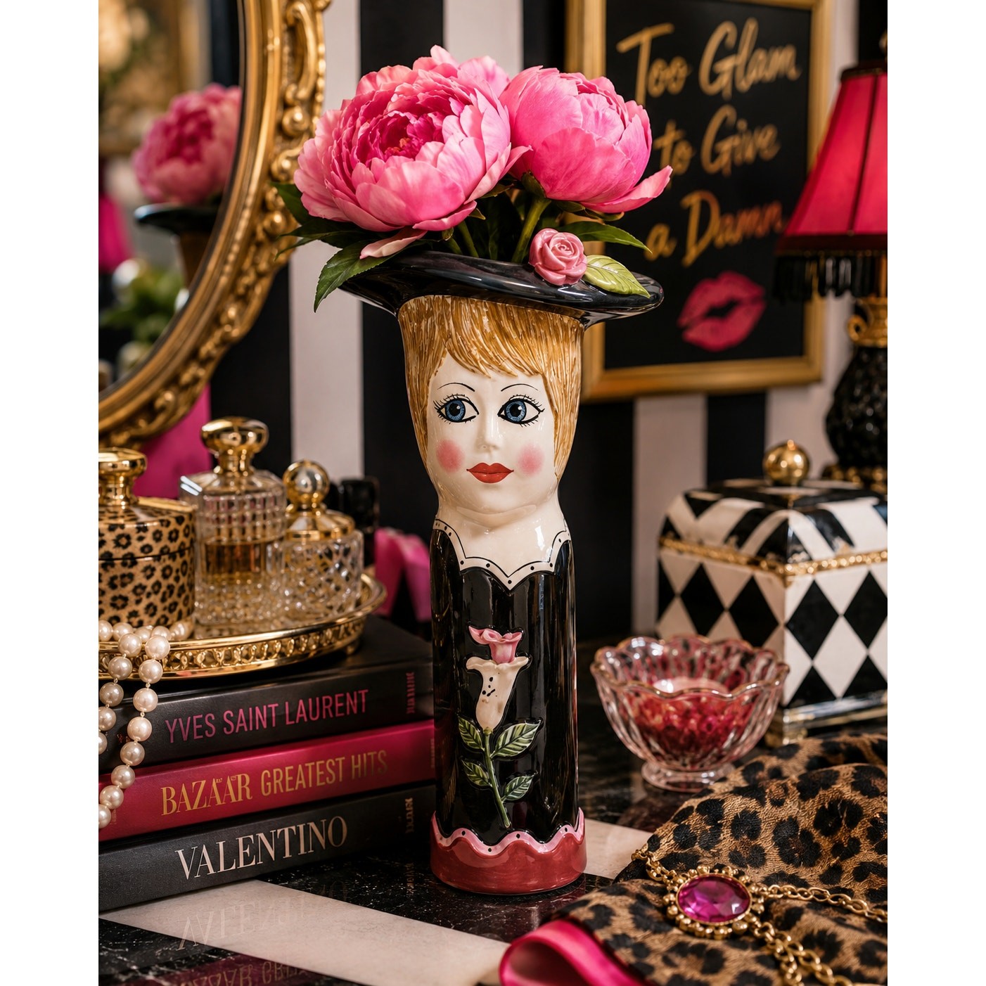 Vtg Susan Paley Ganz Bella Casa Elizabeth Lady Vase Hat Roses Whimsical 12 Vtg Susan Paley Ganz Bella Casa Elizabeth Lady Vase Hat Roses Whimsical 12