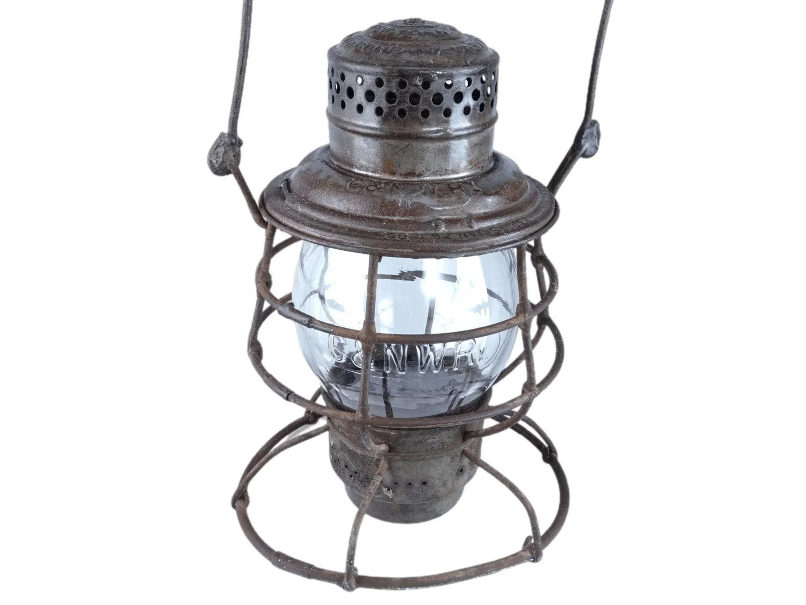 c1910 Chicago and North Western Railway C&NW RY Tall Globe Railroad lantern c1910 Chicago and North Western Railway C&NW RY Tall Globe Railroad lantern